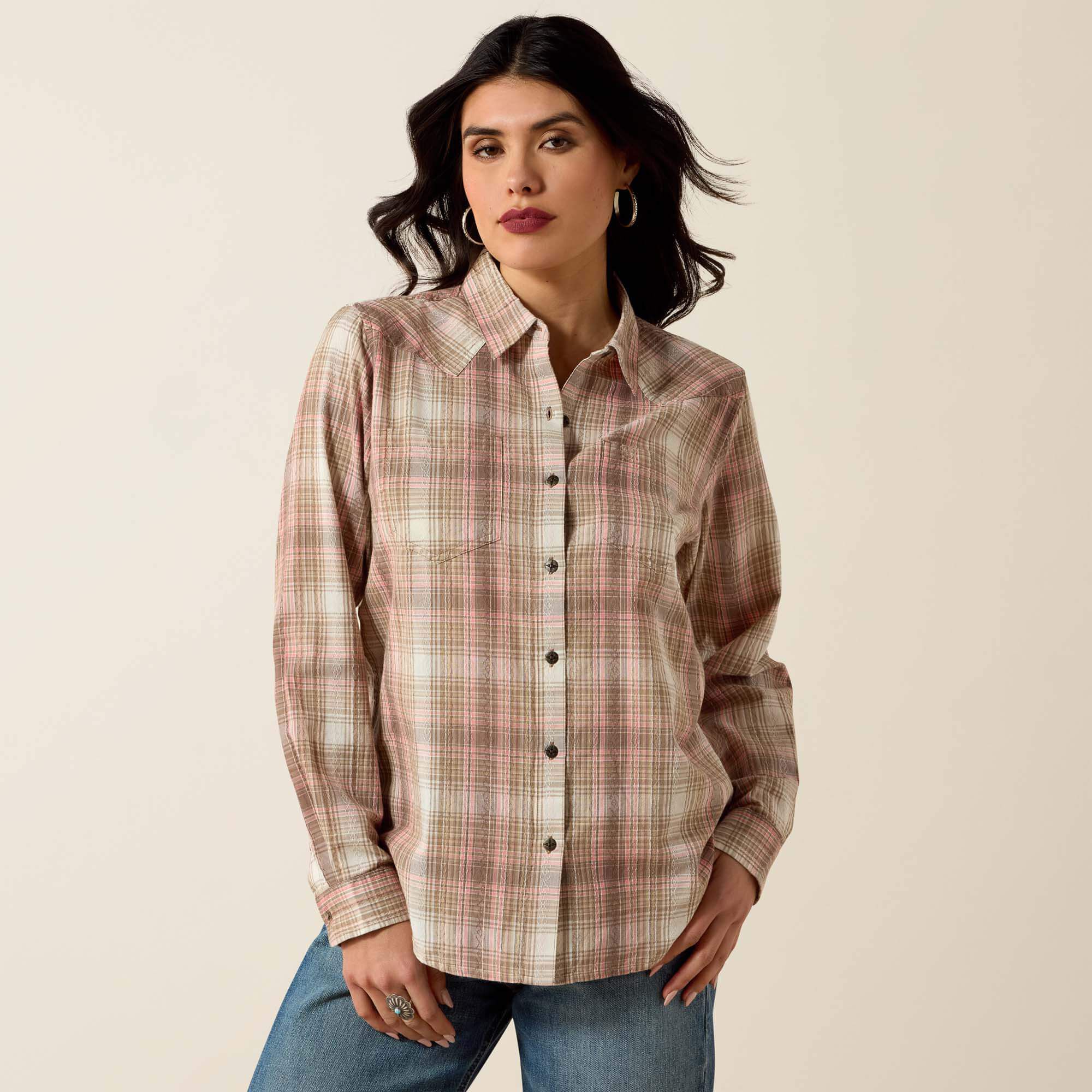 ARIAT Wms Real Billie Jean LS Shrt Lucky Plaid - Camicia Donna A Quadri In Cotone - 5
