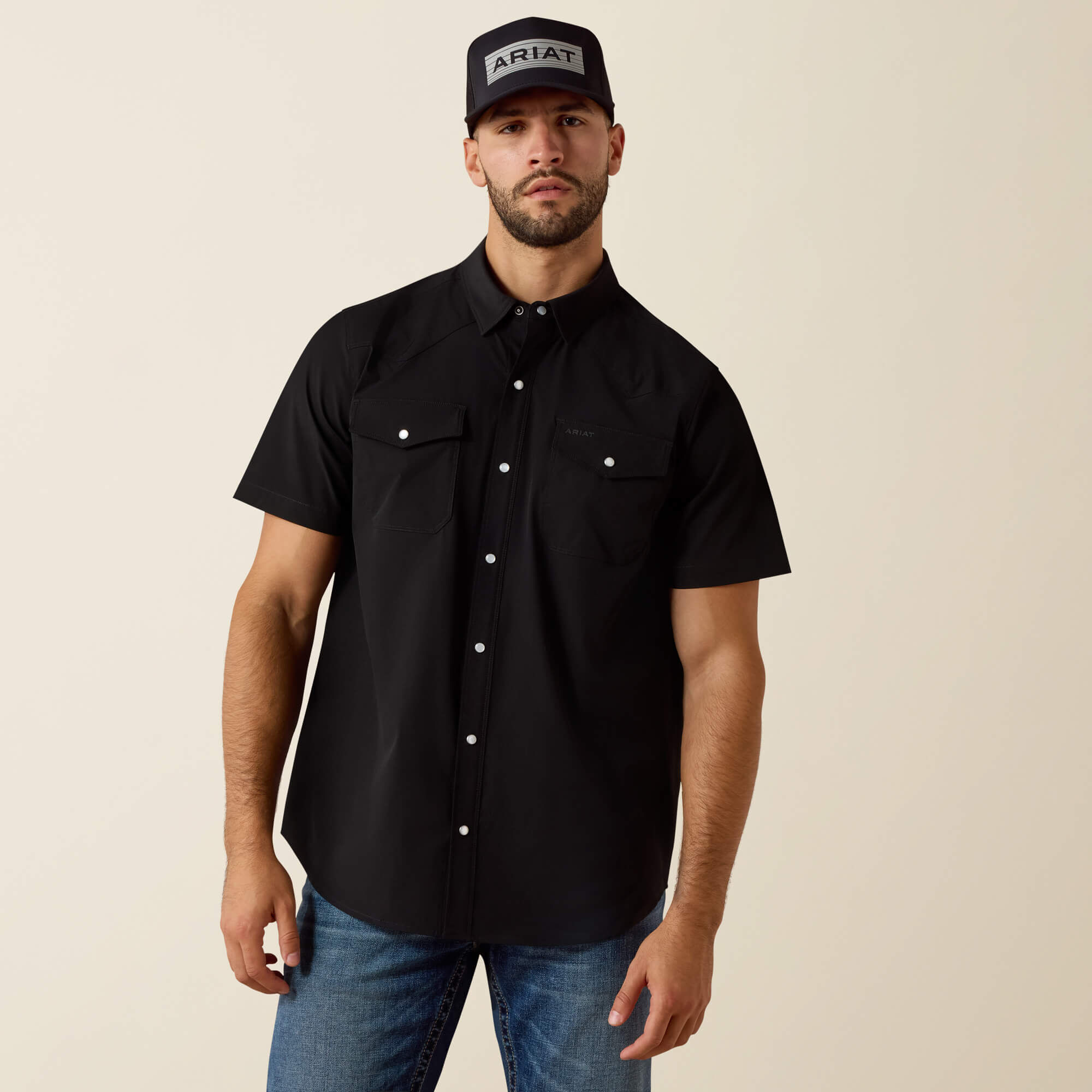 4 WAY STRETCH VENTTEK WESTERN FTD SS SNP SHRT-Ariat