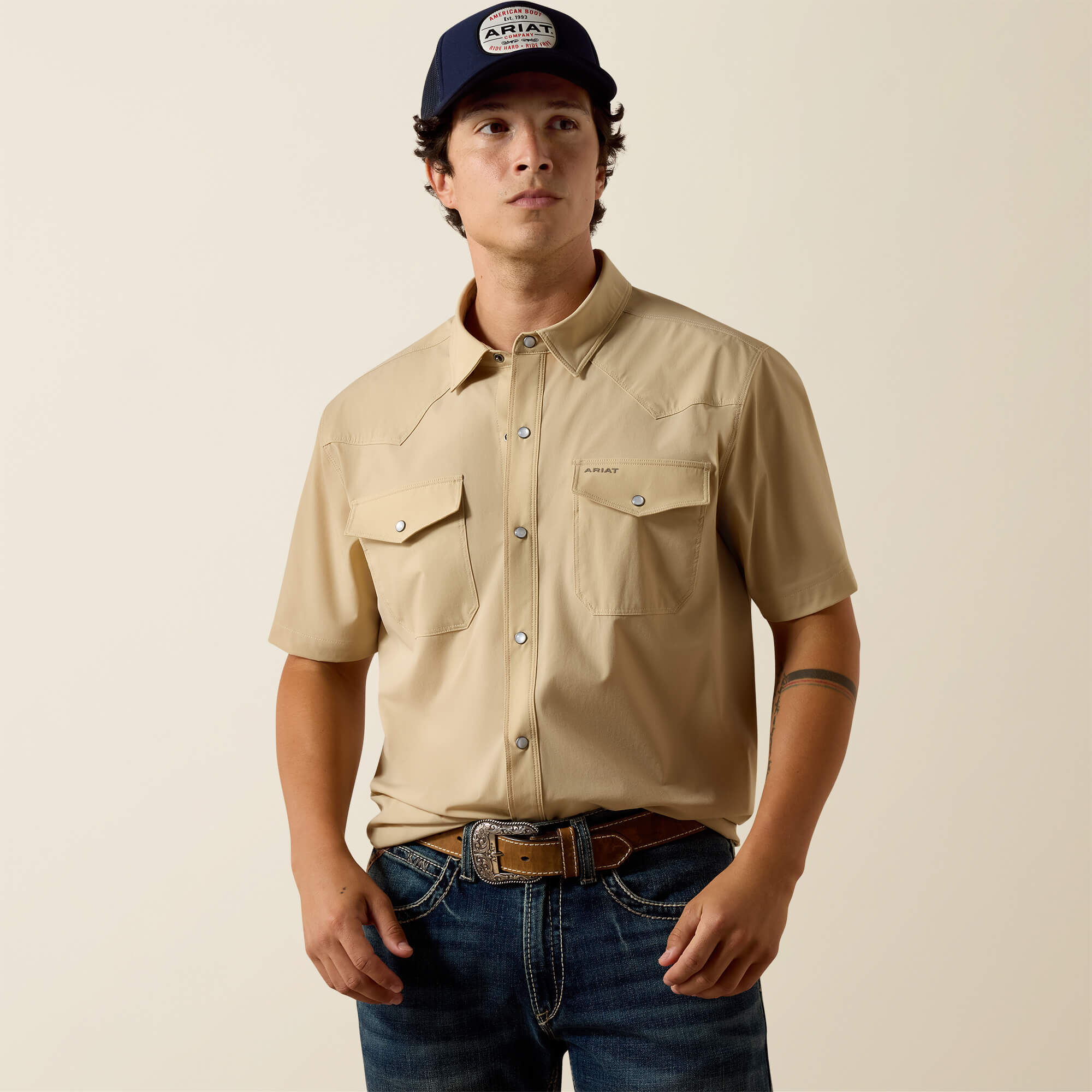 4 WAY STRETCH VENTTEK WESTERN FTD SS SNP SHRT-Ariat