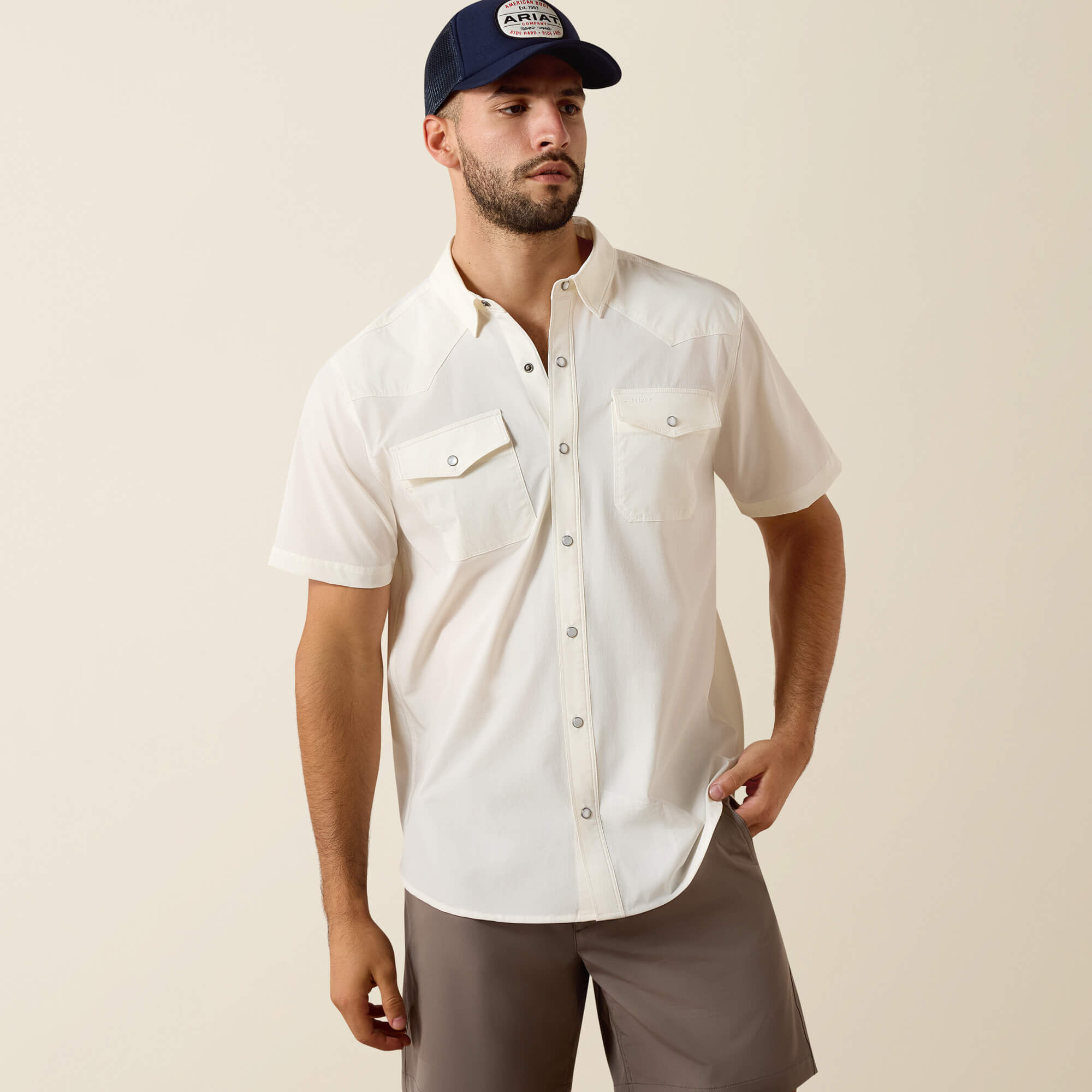 4 WAY STRETCH VENTTEK WESTERN FTD SS SNP SHRT-Ariat