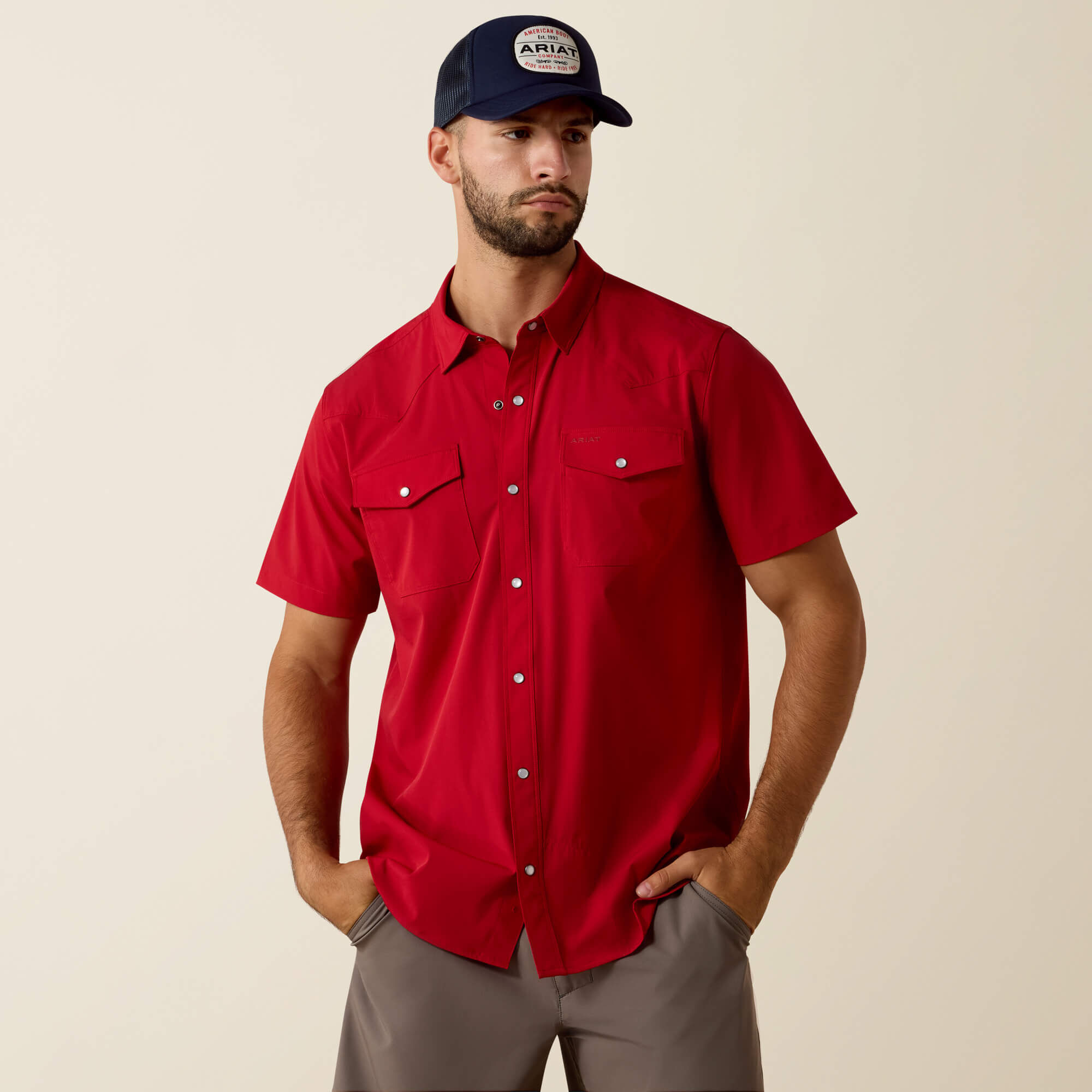 4 WAY STRETCH VENTTEK WESTERN FTD SS SNP SHRT-Ariat