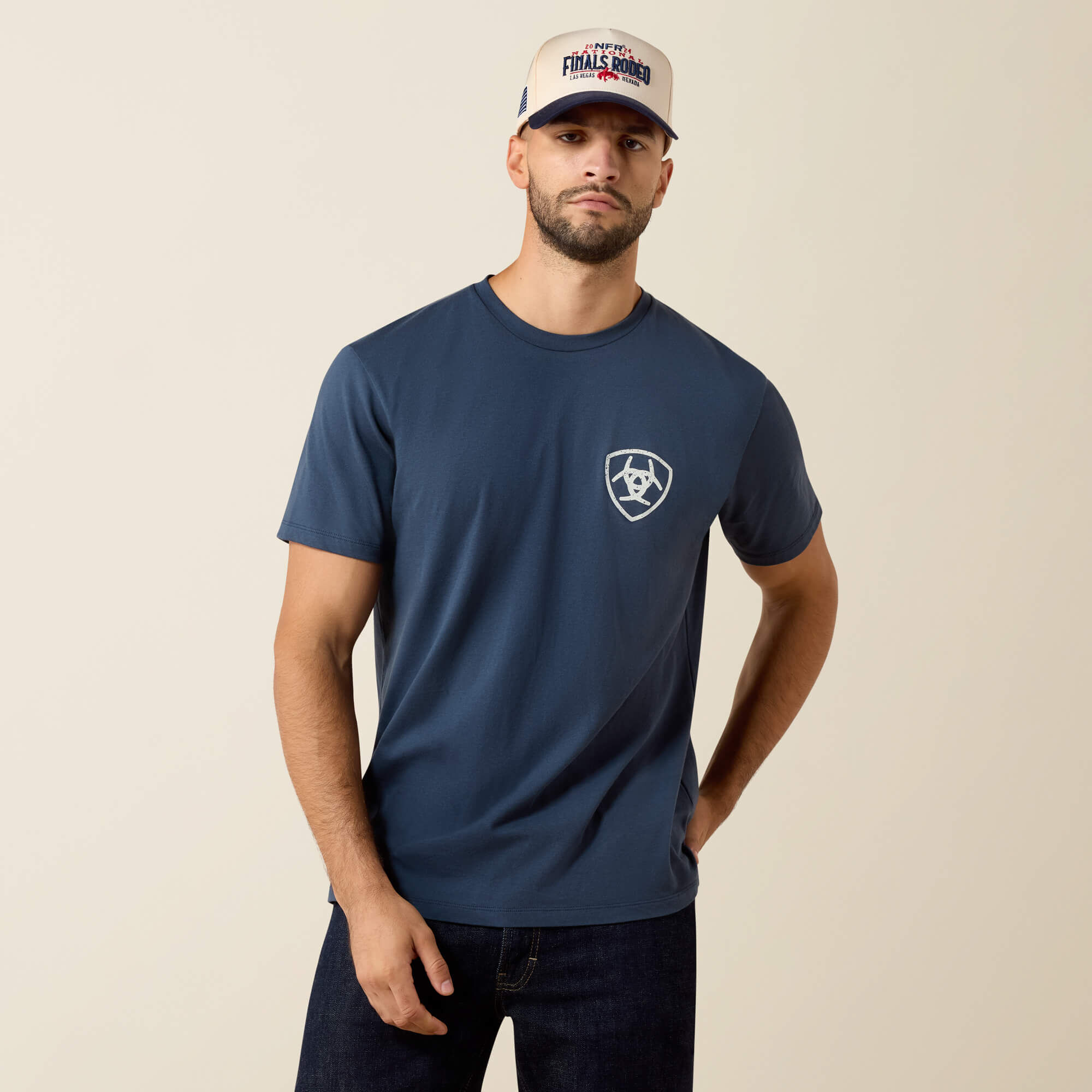 T-shirt Ariat Pour Femme - Bleu Marine, Motif Foin, Taille XS, Neuf Avec étiquettes