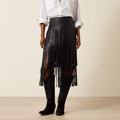 Raven Fringe Skirt Front