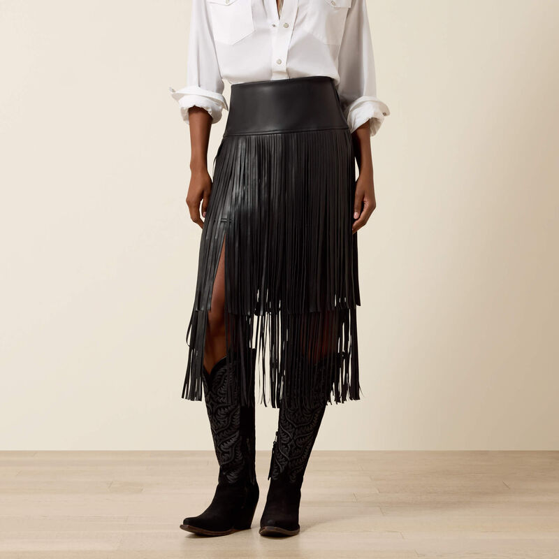 Raven Fringe Skirt Front