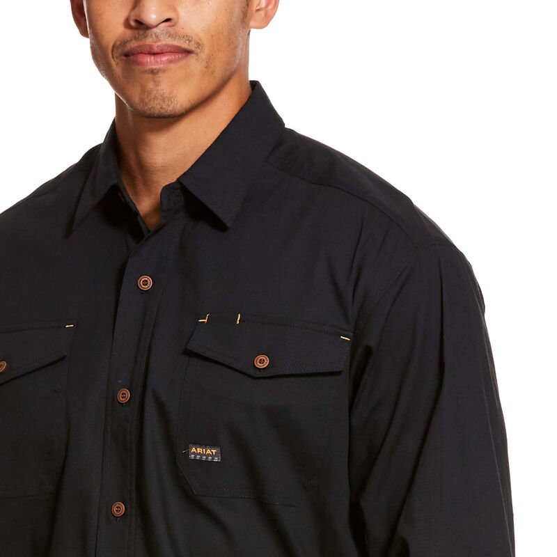 Ariat Men's Rebar Made Tough DuraStretch Black Work Shirt 10027826