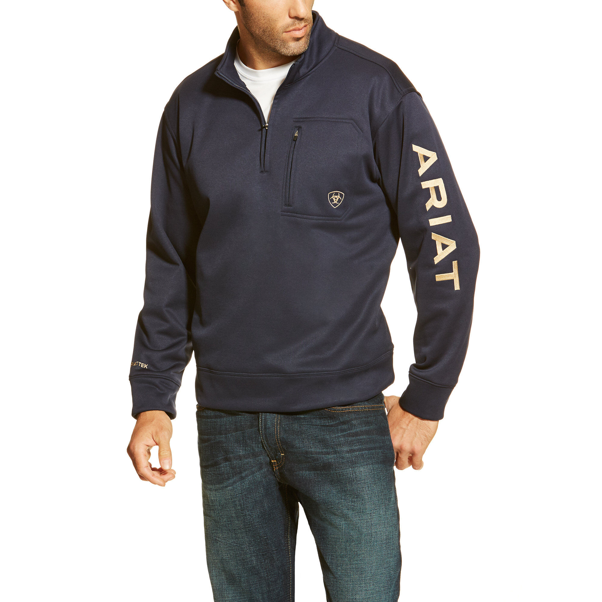 Ariat® Men's Team Logo Black 1/4 Zip Tek Fleece Sweatshirt 10013114