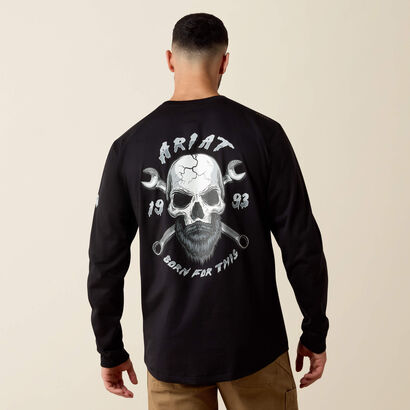 Rebar Workman Bearded Skull Long Sleeve T-Shirt Front