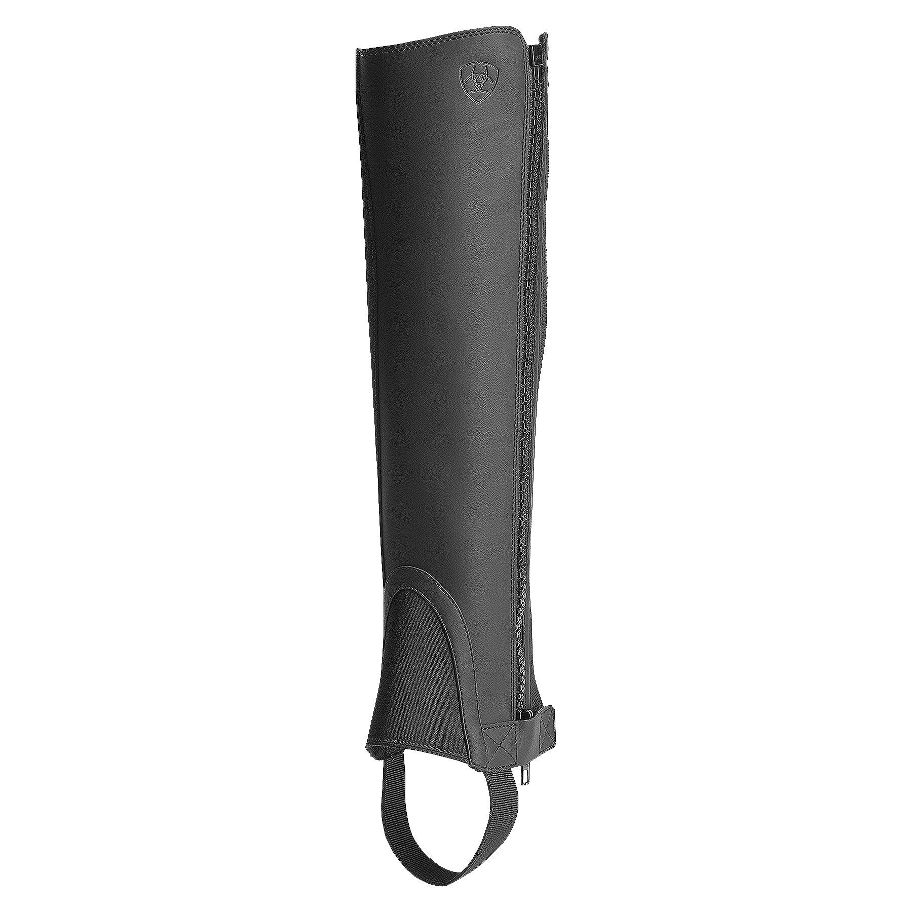 Scout Half Chap in Black Leather, Mid Height, Small Calf, Size Small, by Ariat