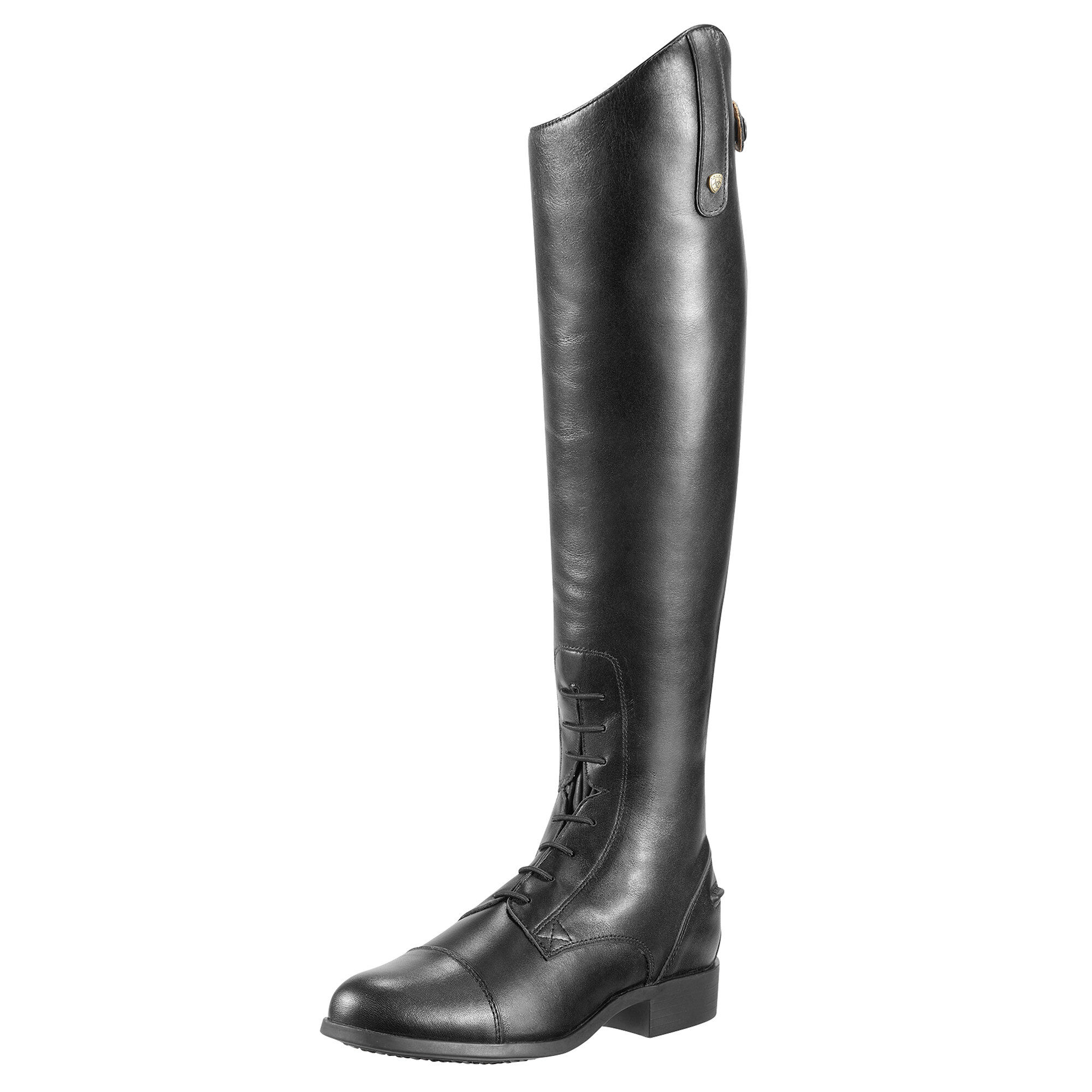 Men's Heritage Contour Field Zip Tall Riding Boots in Black Leather, D Medium Width, Slim Calf, Size 7.5, by Ariat