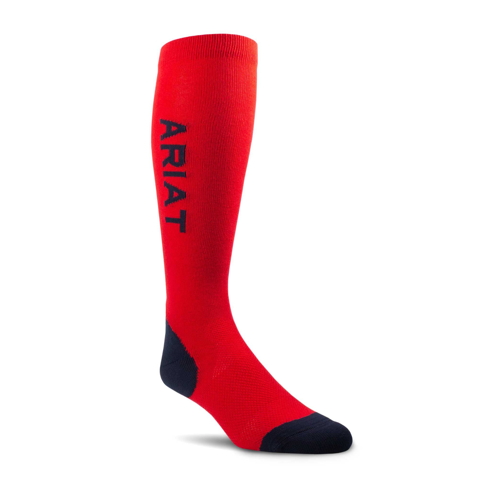 AriatTEK Performance Socks in Red/Navy, Size OS