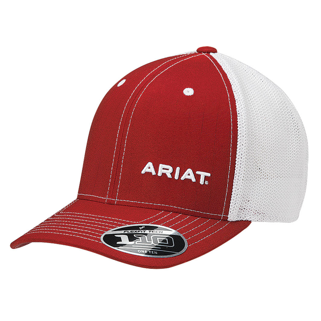 Men's Flexfit Logo Trucker Cap in Red Pinstripe, by Ariat