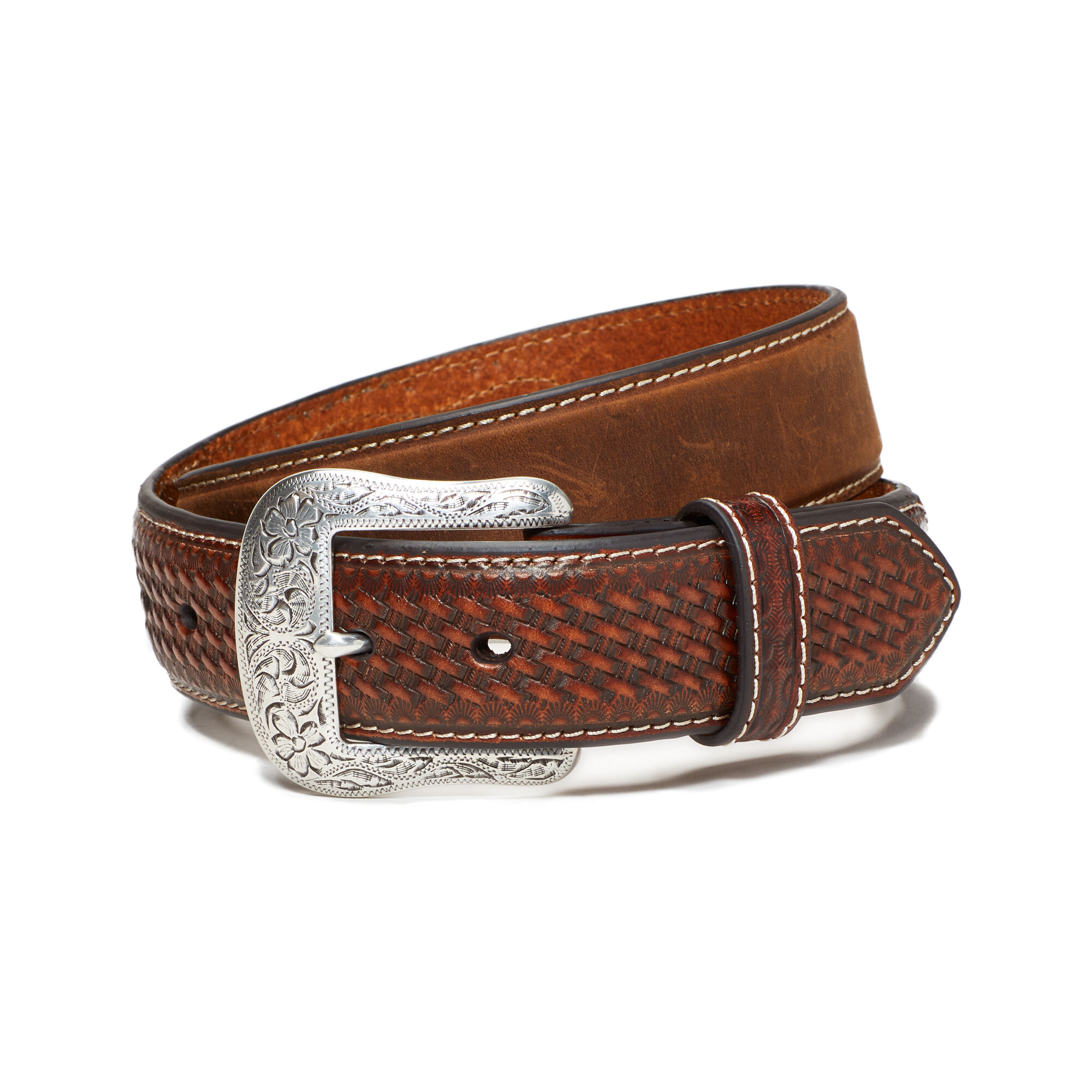 Men's Gary Belt in Brown Leather, Size 38, by Ariat