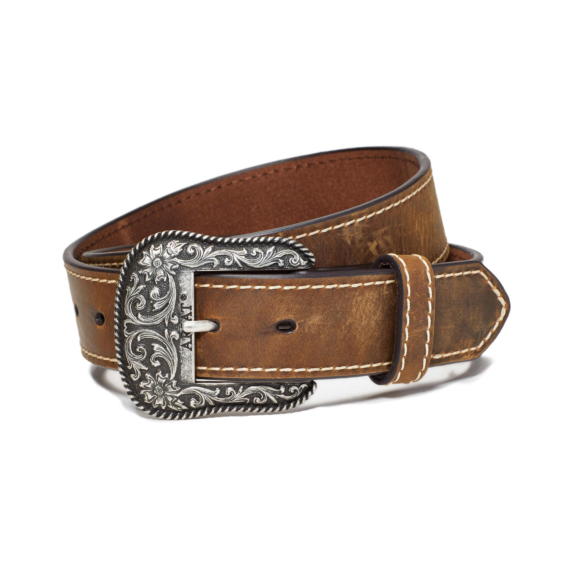 Women's Accent Stitch Belt in Brown Leather, Size Small, by Ariat