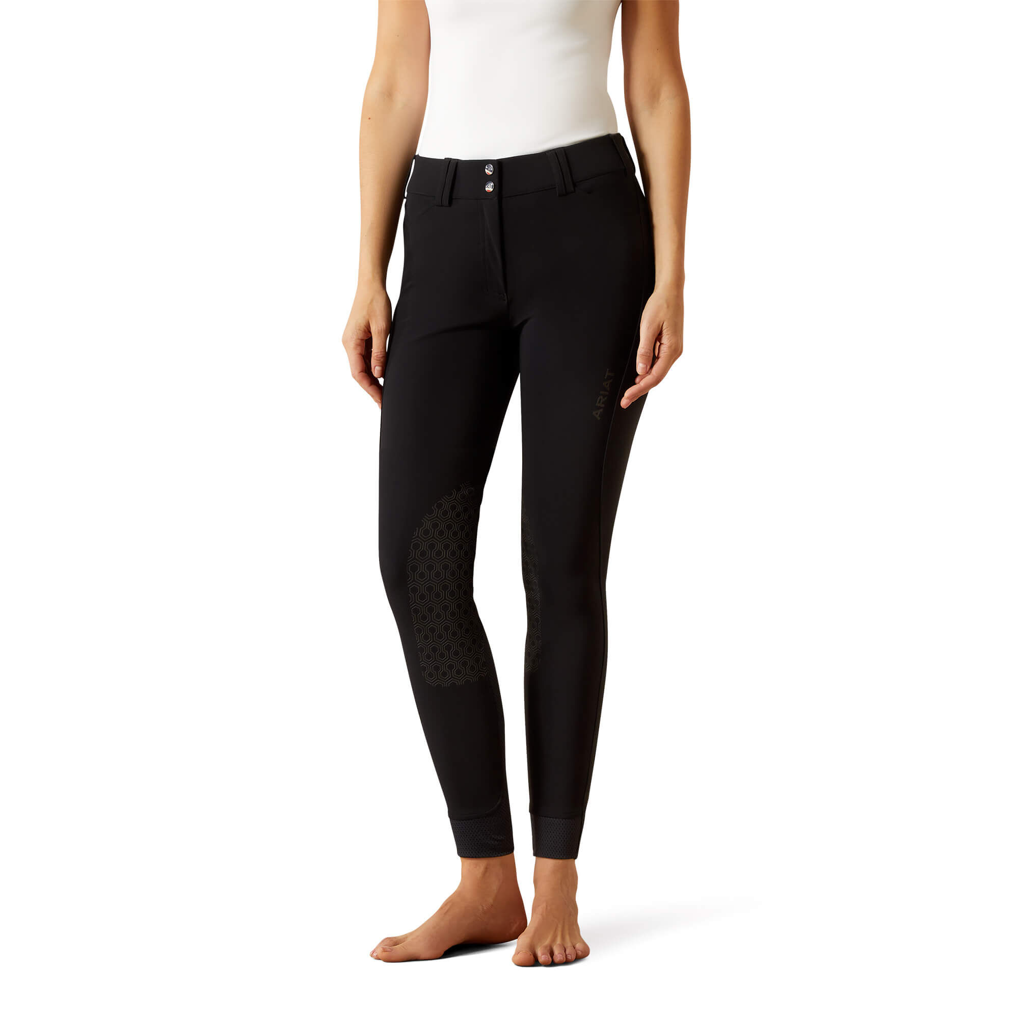 Women's Tri Factor Grip Knee Patch Riding Breech in Black, Size 32, by Ariat