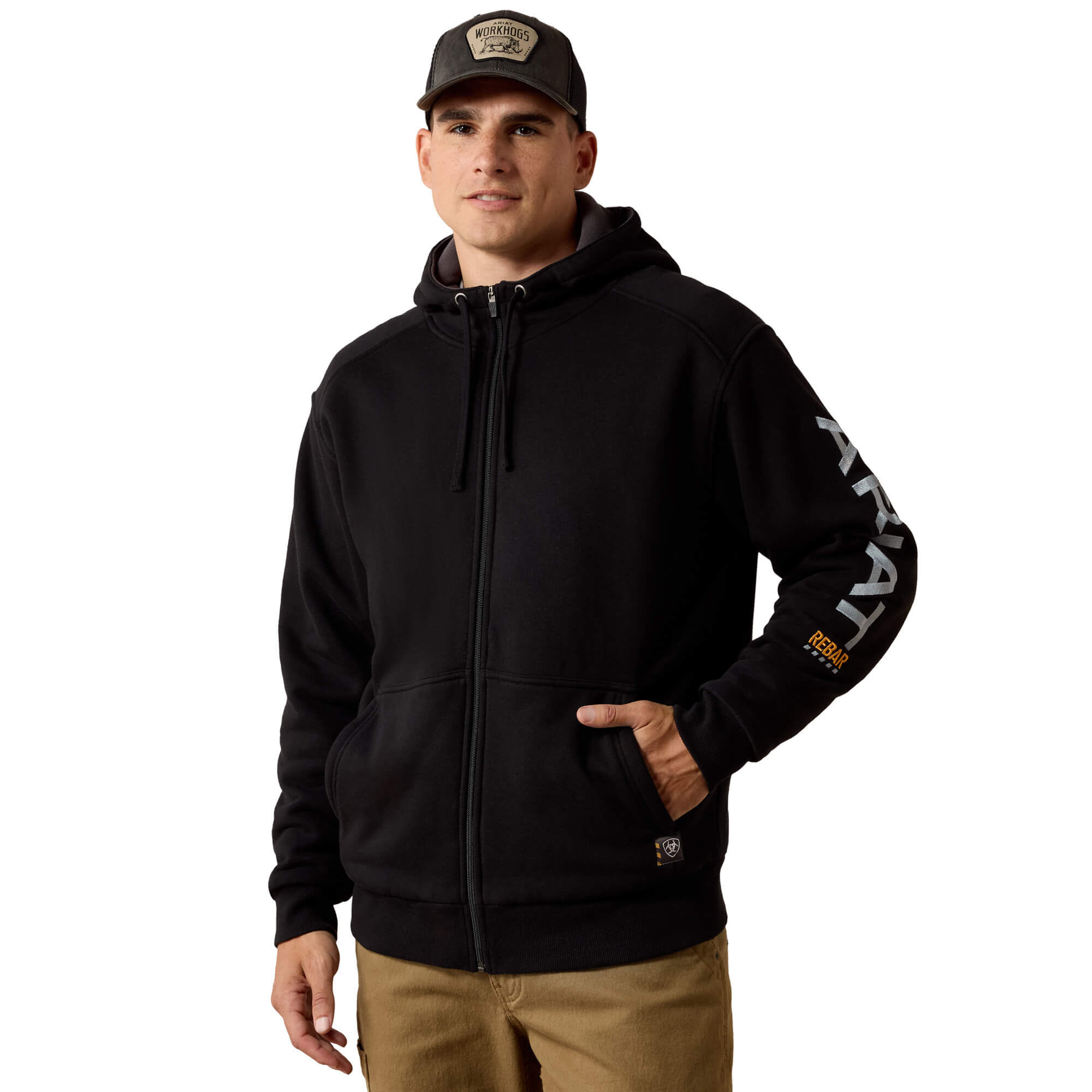 ARIAT Men's Rebar All-Weather Full Zip Hoodie Sweater - Image 3