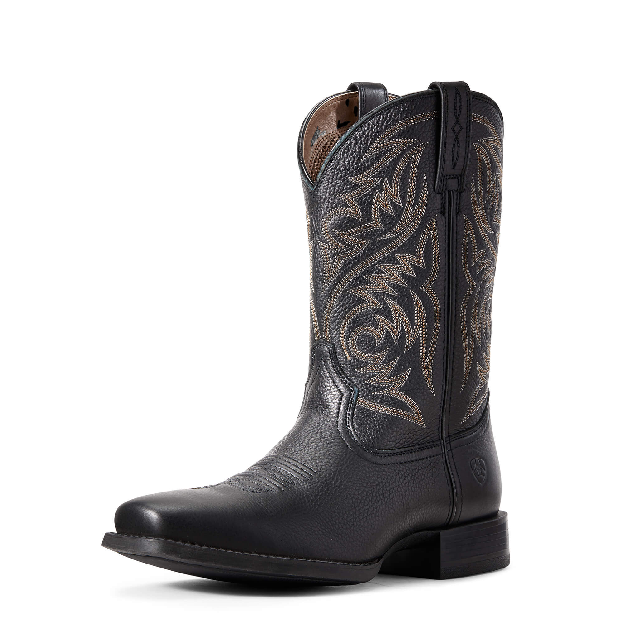 Men's Sport Herdsman Western Boots In Black Deertan Leather, D Medium Width, Size 10, By Ariat