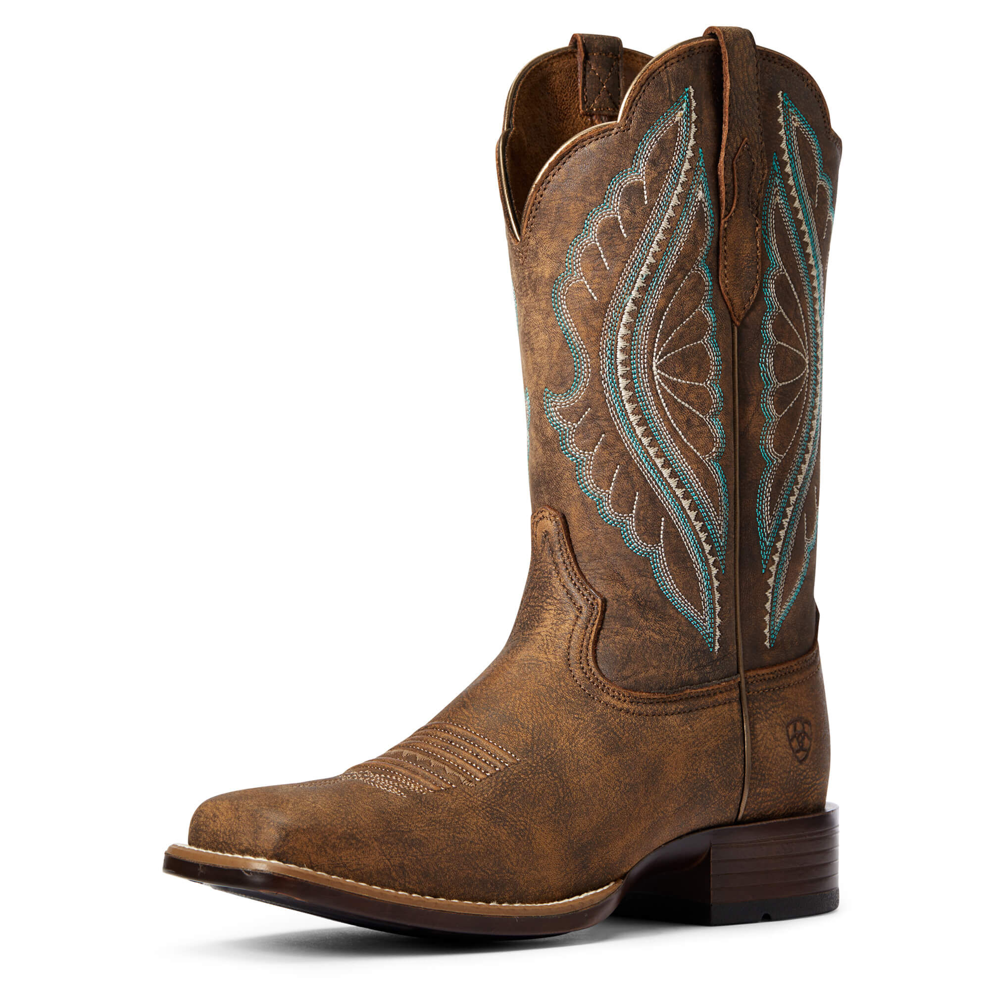 Women's PrimeTime Western Boots in Tack Room Brown Leather, B Medium Width, Size 41, by Ariat