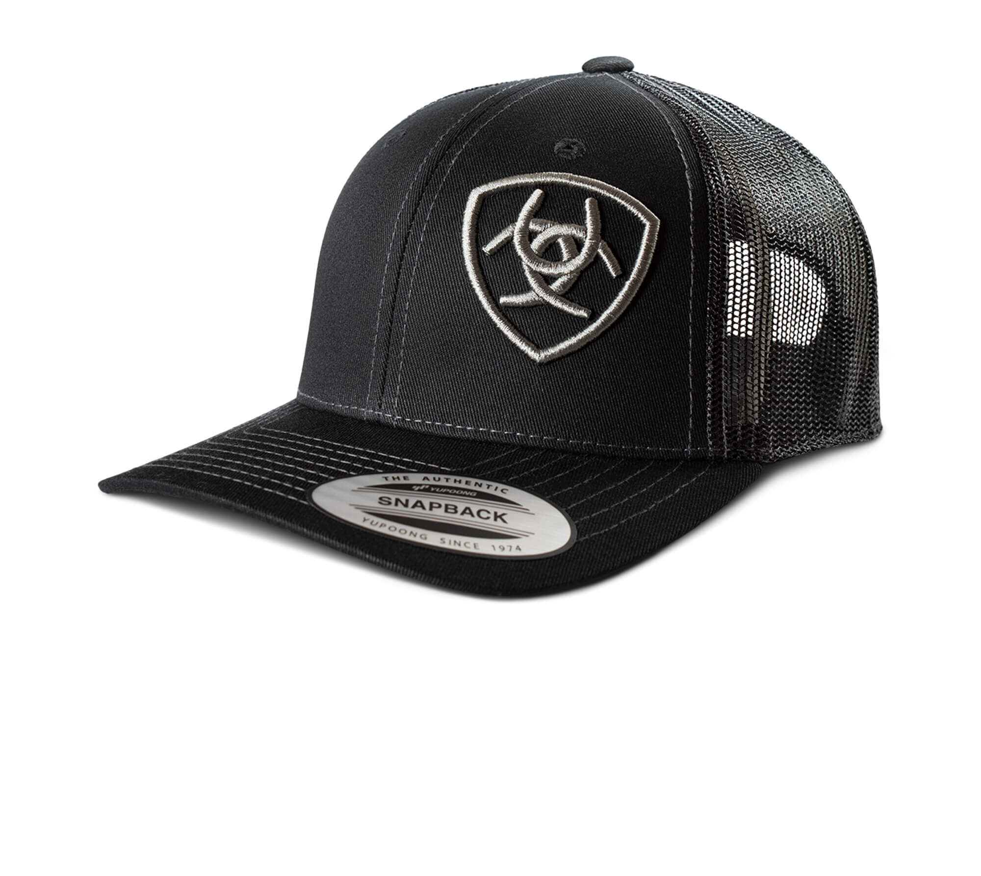 Kid's Logo Snapback Cap in Black Cotton, by Ariat