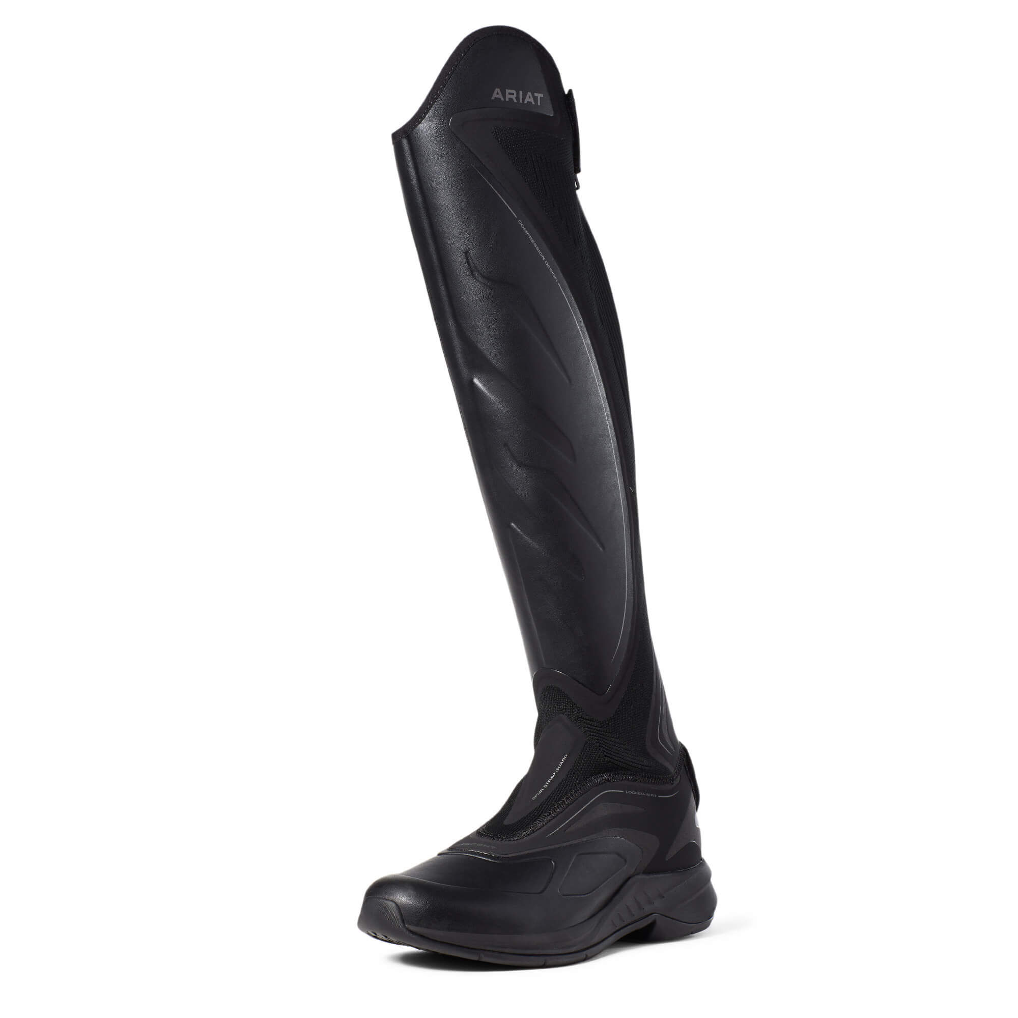 Women's Ascent Tall Riding Boots in Black, B Medium Width, Regular Calf, Size 37.5, by Ariat