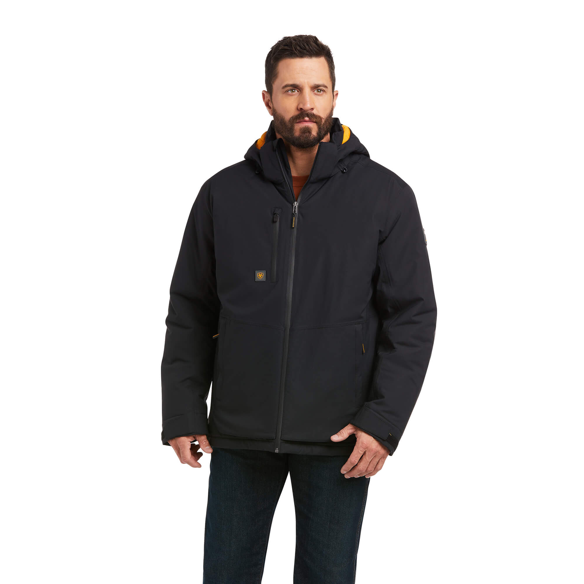 Men's Rebar Storm Fighter 2.0 Waterproof Jacket Long Sleeve in Black, Size Small, by Ariat