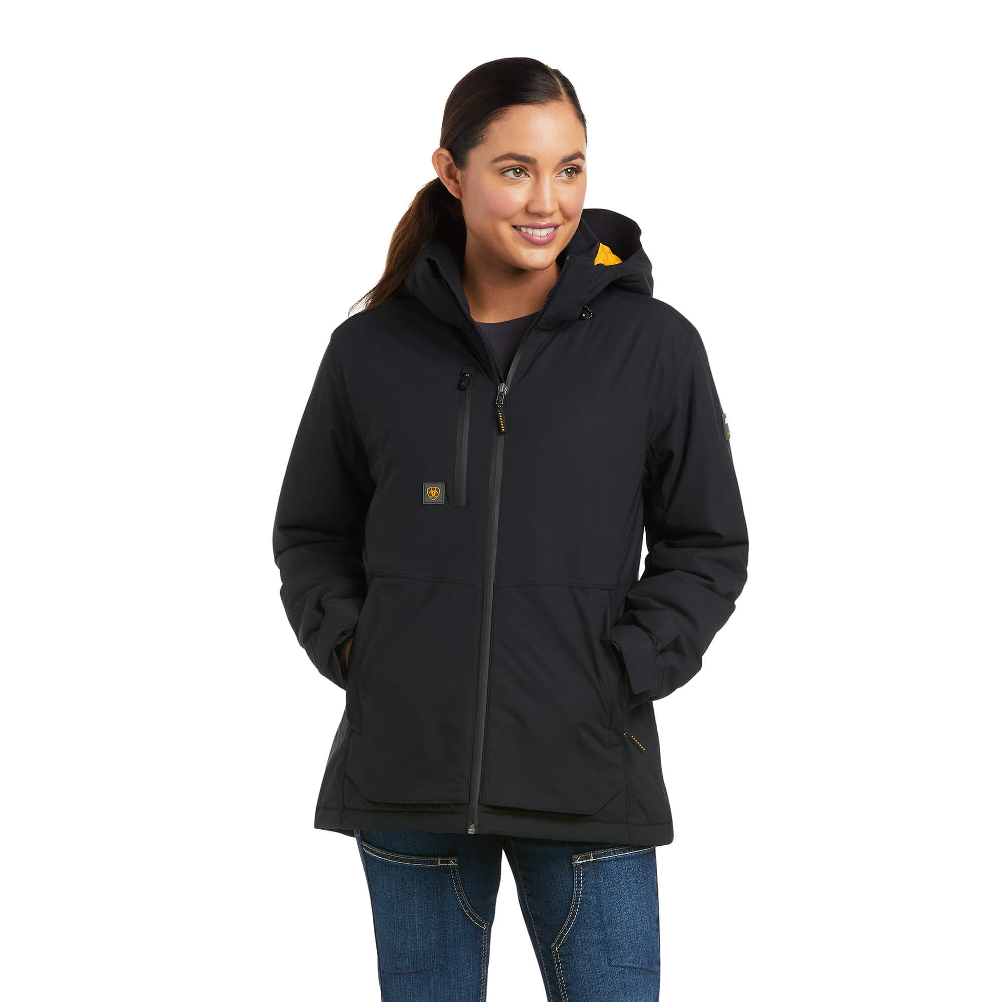 Women's Rebar Storm Fighter 2.0 Waterproof Jacket Long Sleeve in Black, Size X-Large, by Ariat