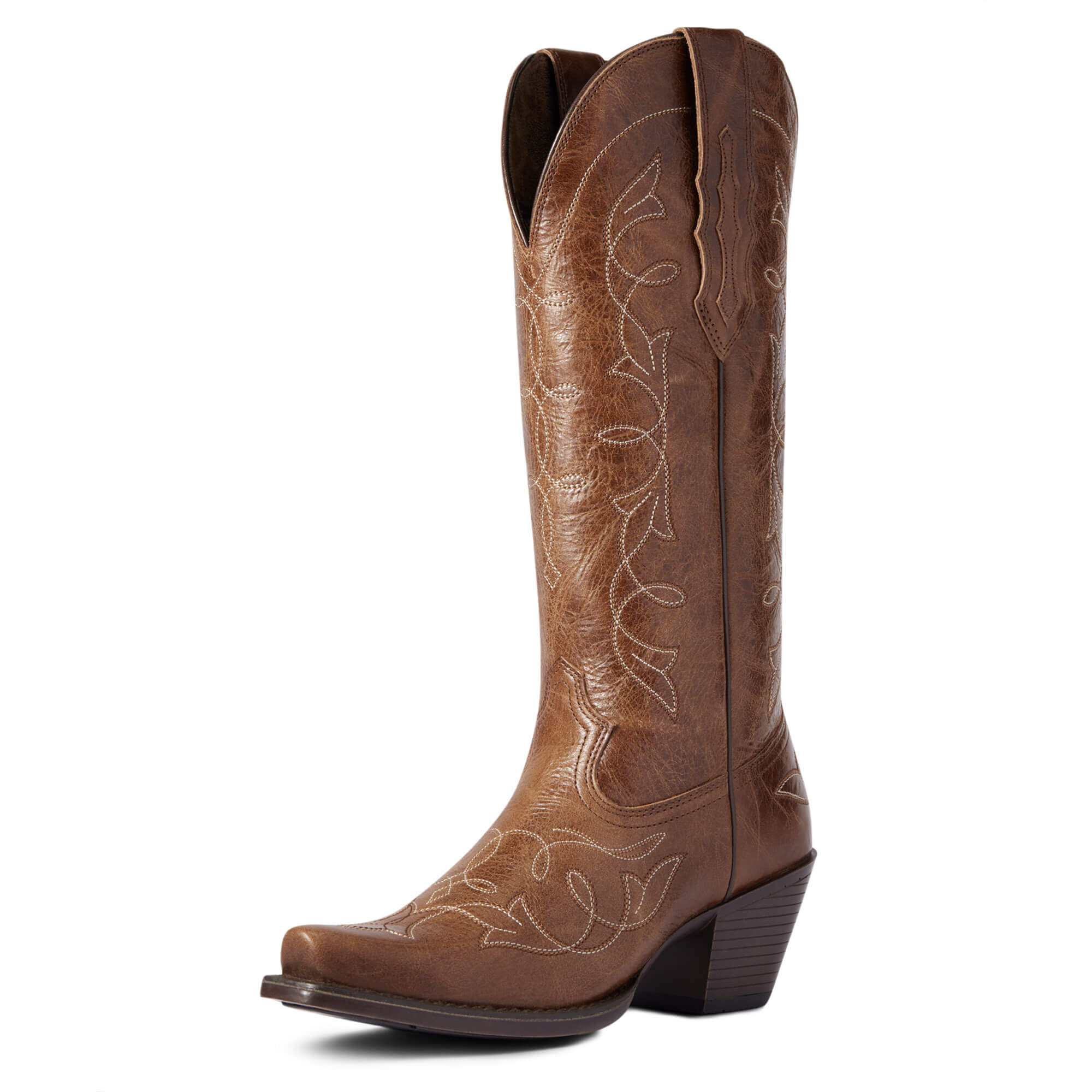 Women's Heritage D Toe StretchFit Western Boots In Dark Tan, B Medium Width, Size 8.5, By Ariat