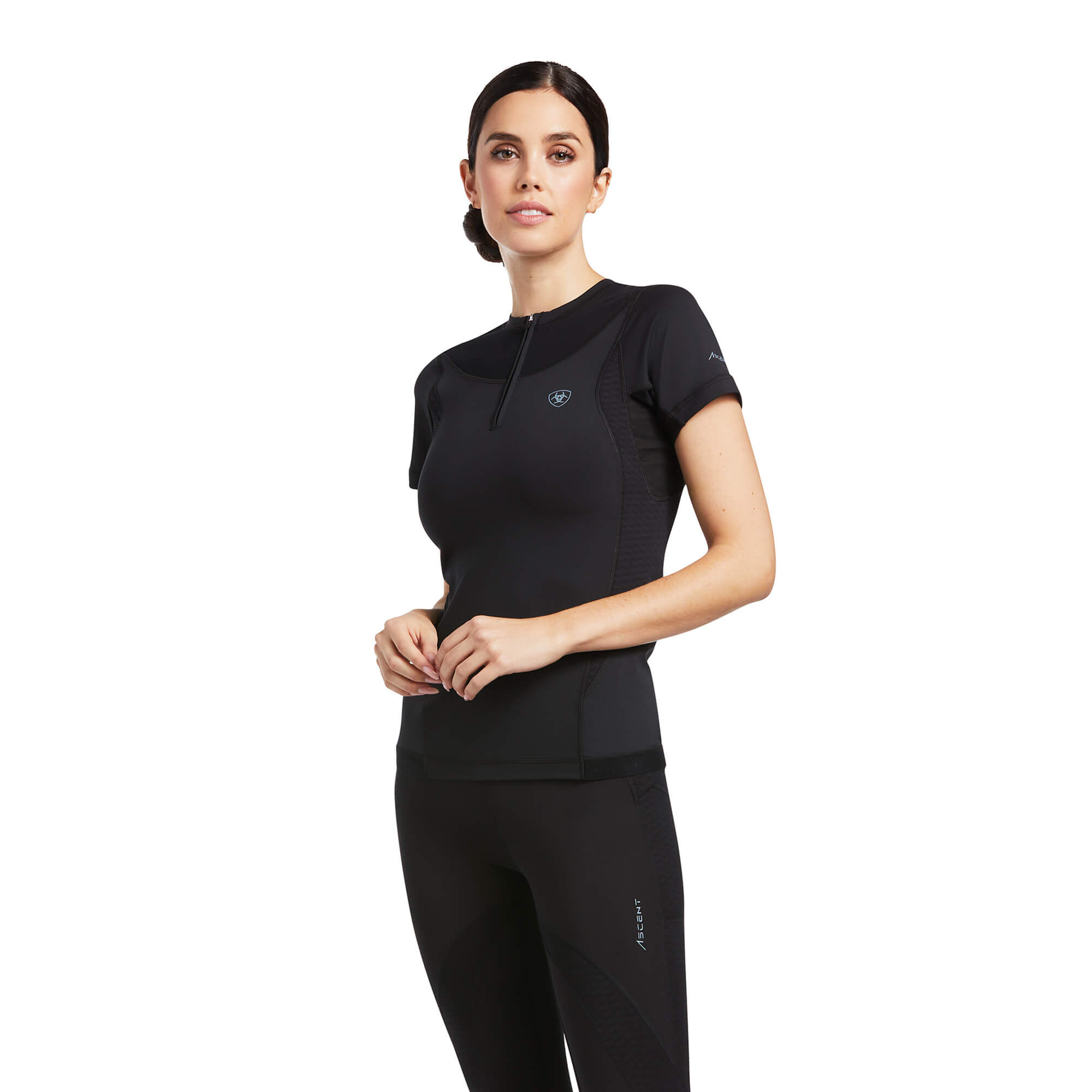 Women's Ascent 1/4 Zip Baselayer Top in Black, Size Medium, by Ariat