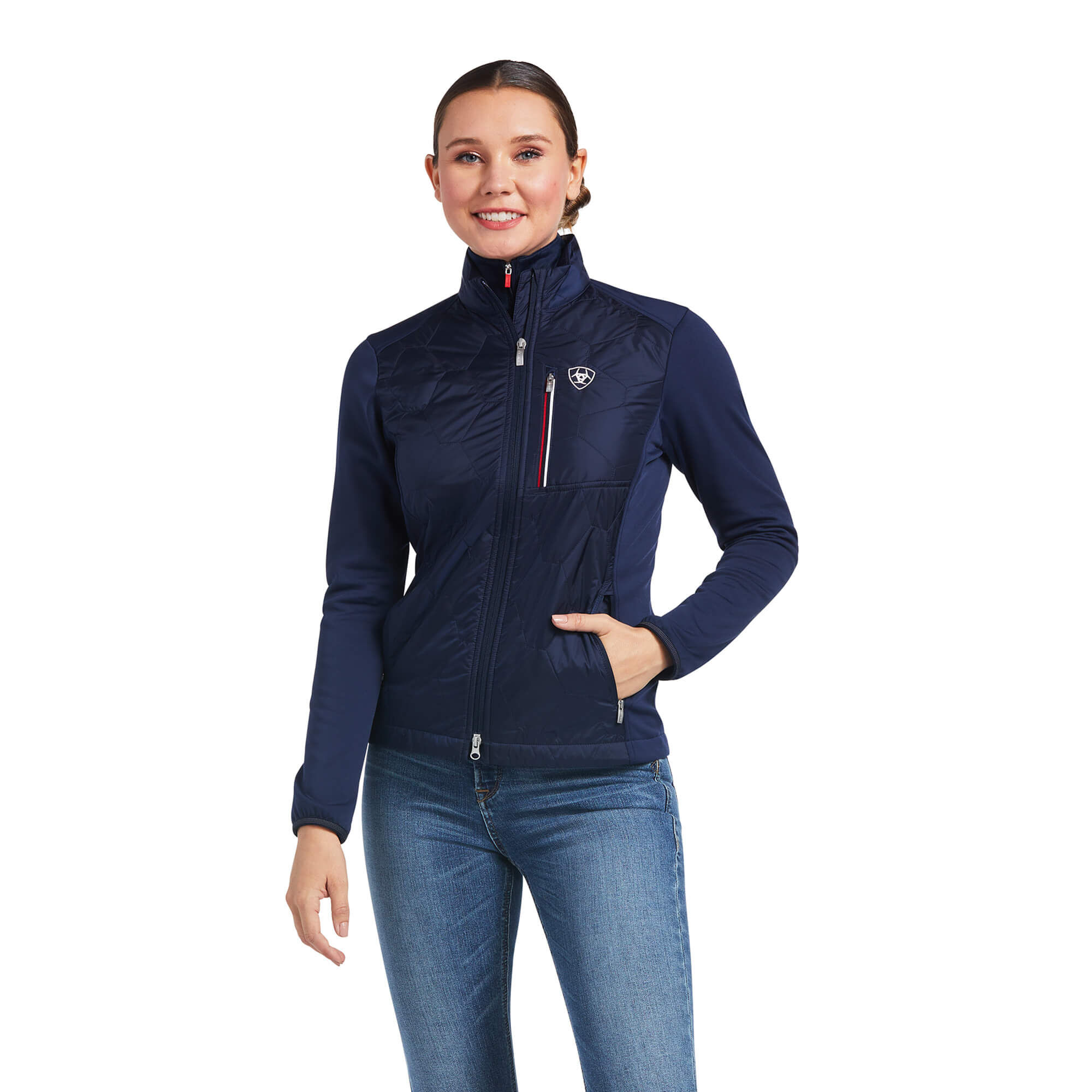 Women's Fusion Insulated Jacket Long Sleeve In Blue, Size Large, By Ariat