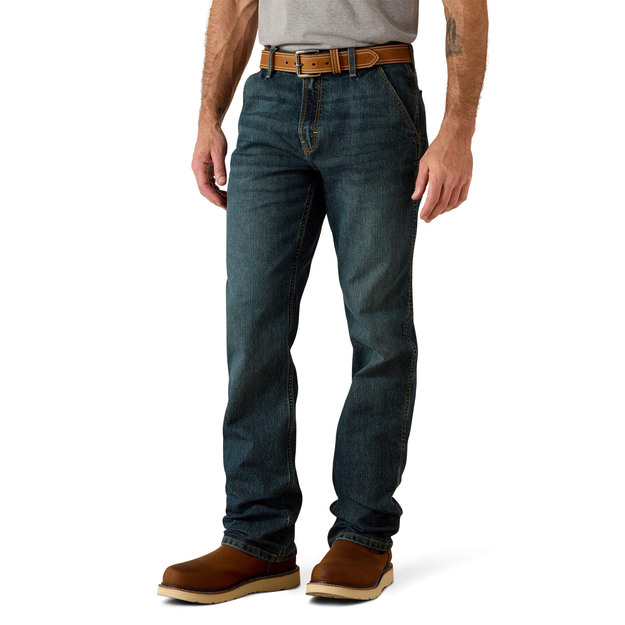 Men's Rebar M7 Slim DuraStretch Workhorse Stackable Straight Leg Jeans in Mccoy, Size 33 x 32, by Ariat
