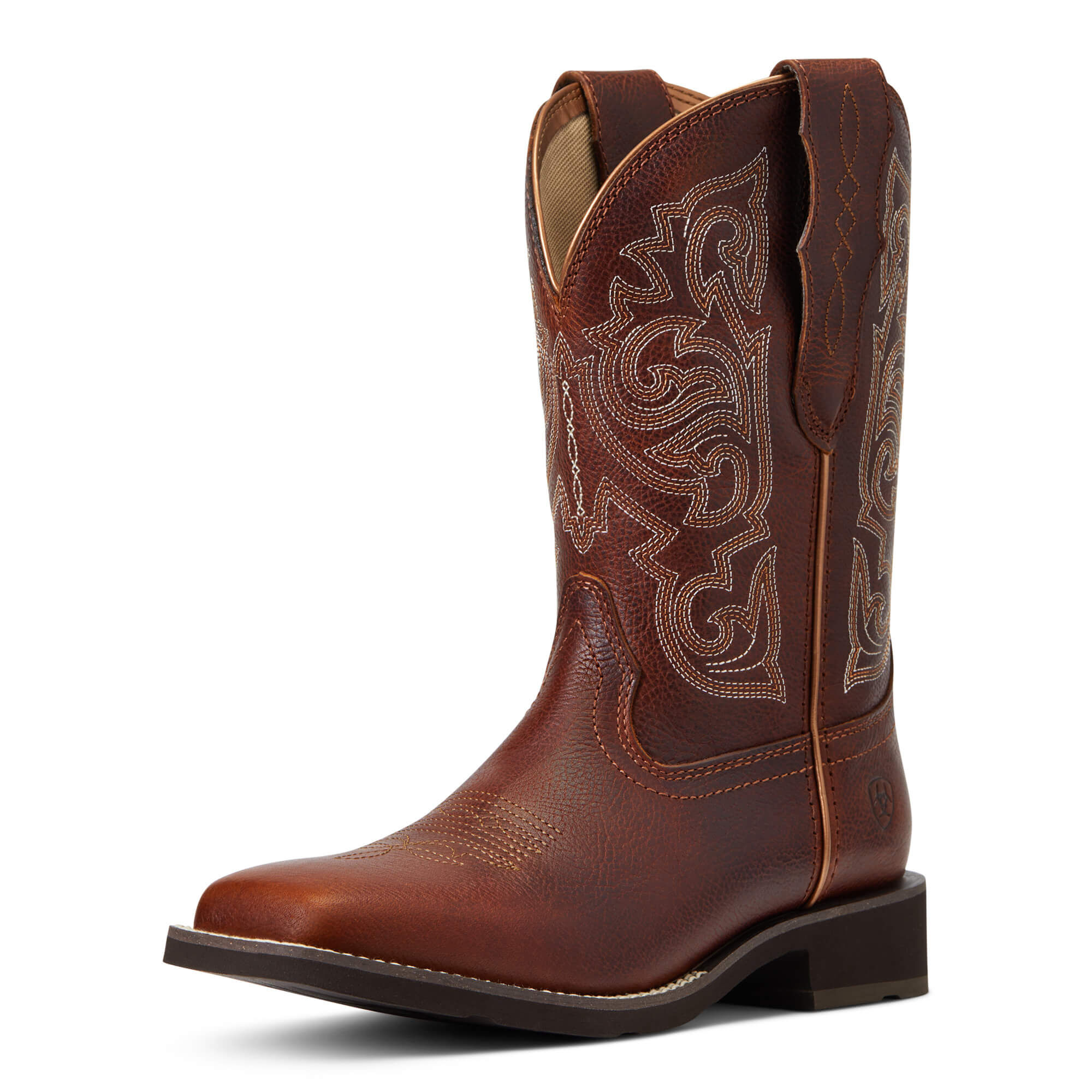 Women's Delilah StretchFit Wide Square Toe Western Boots in Spiced Cider, B Medium Width, Size 4, by Ariat