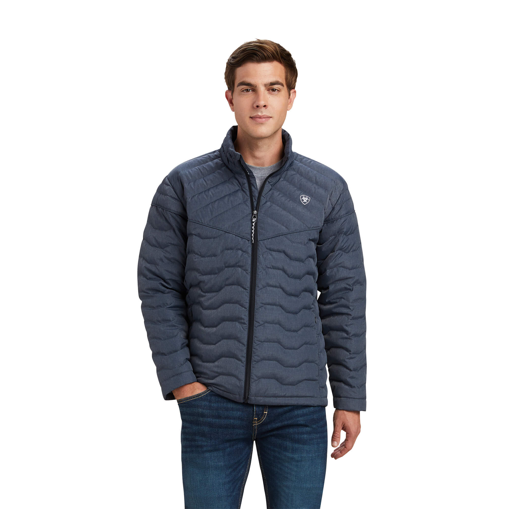 Men's Ideal Down Insulated Jacket Long Sleeve in Charcoal Heather, Size Medium, by Ariat
