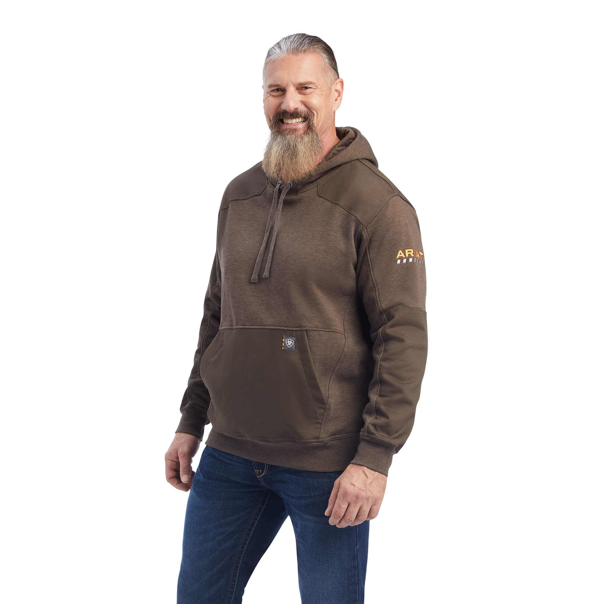 Men's Rebar Workman DuraCanvas Hoodie Long Sleeve in Wren Heather, Size X-Small, by Ariat