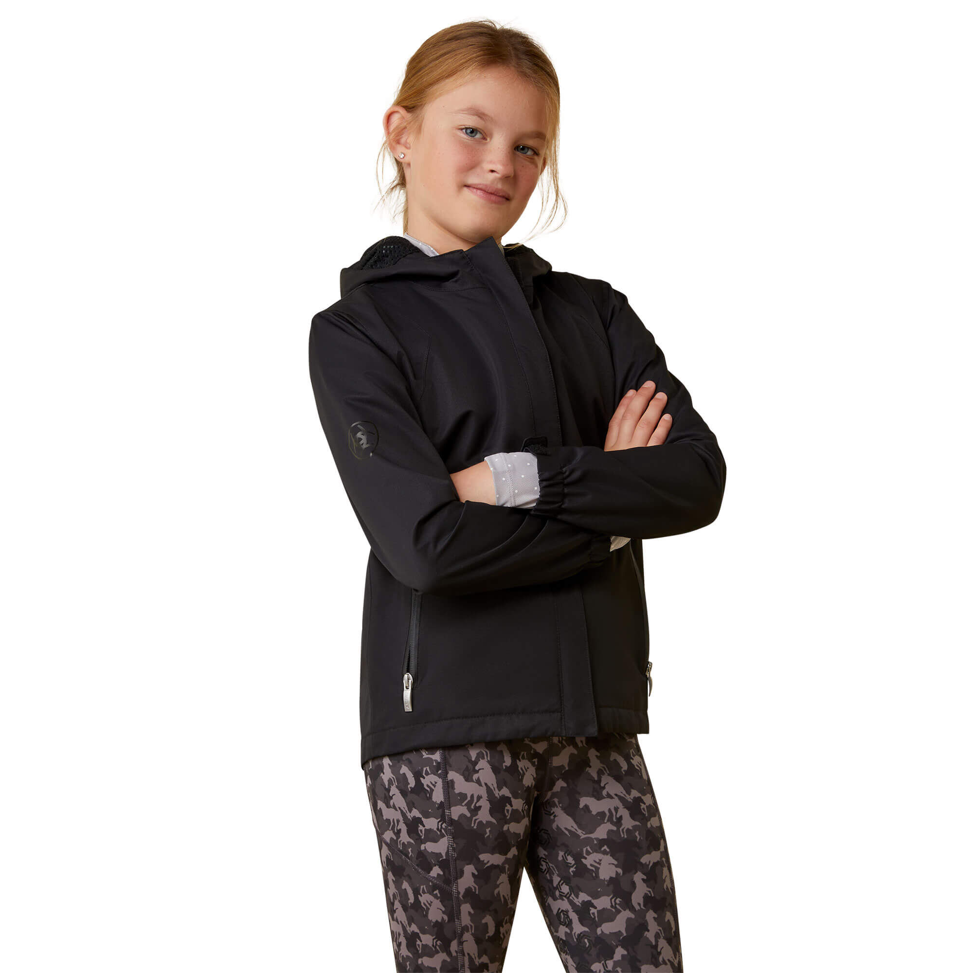 Kid's Spectator Waterproof Jacket Long Sleeve in Black, Size X-Large, by Ariat