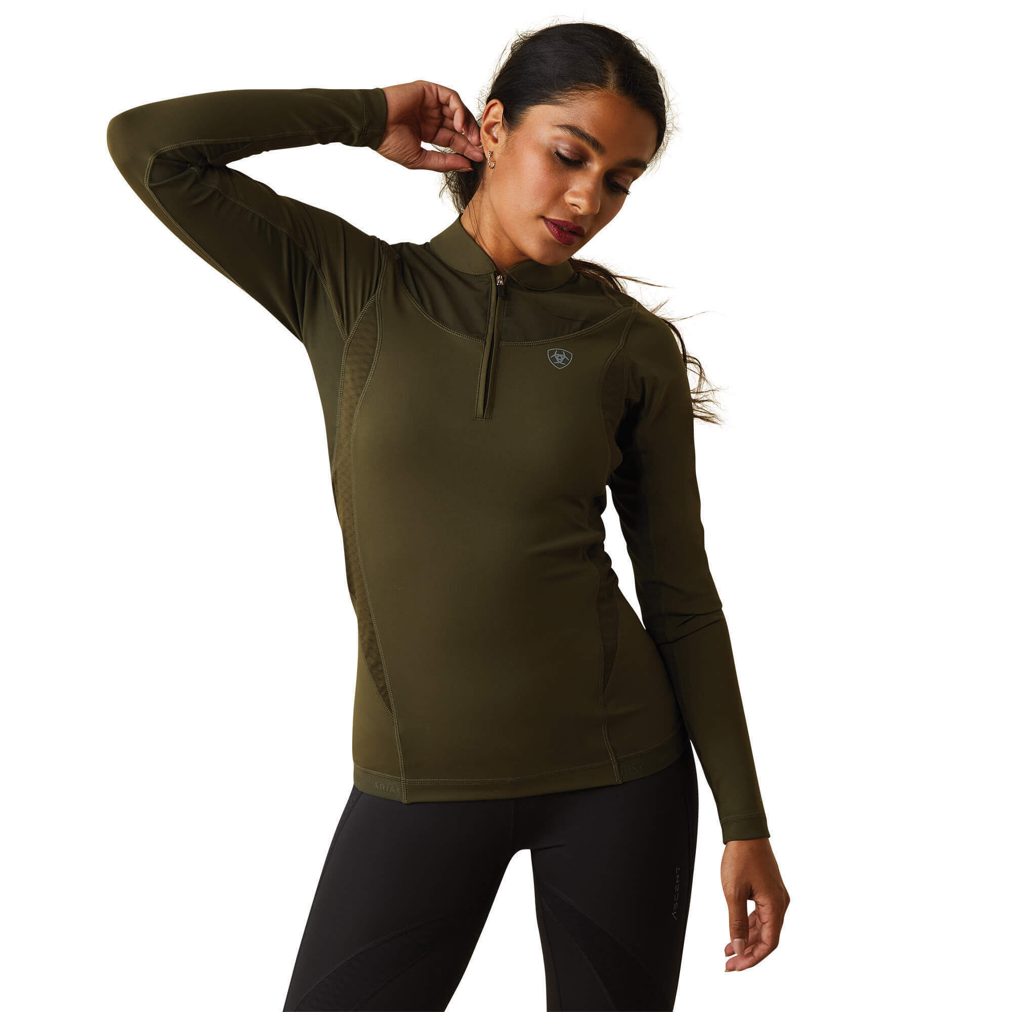 Women's Ascent 1/4 Zip Baselayer Top Long Sleeve in Relic, Size X-Large, by Ariat