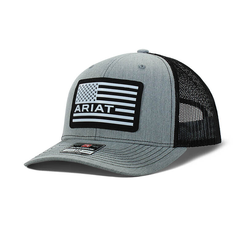 Men's USA Flag Patch Logo Trucker Cap in Gray, Size OS, by Ariat