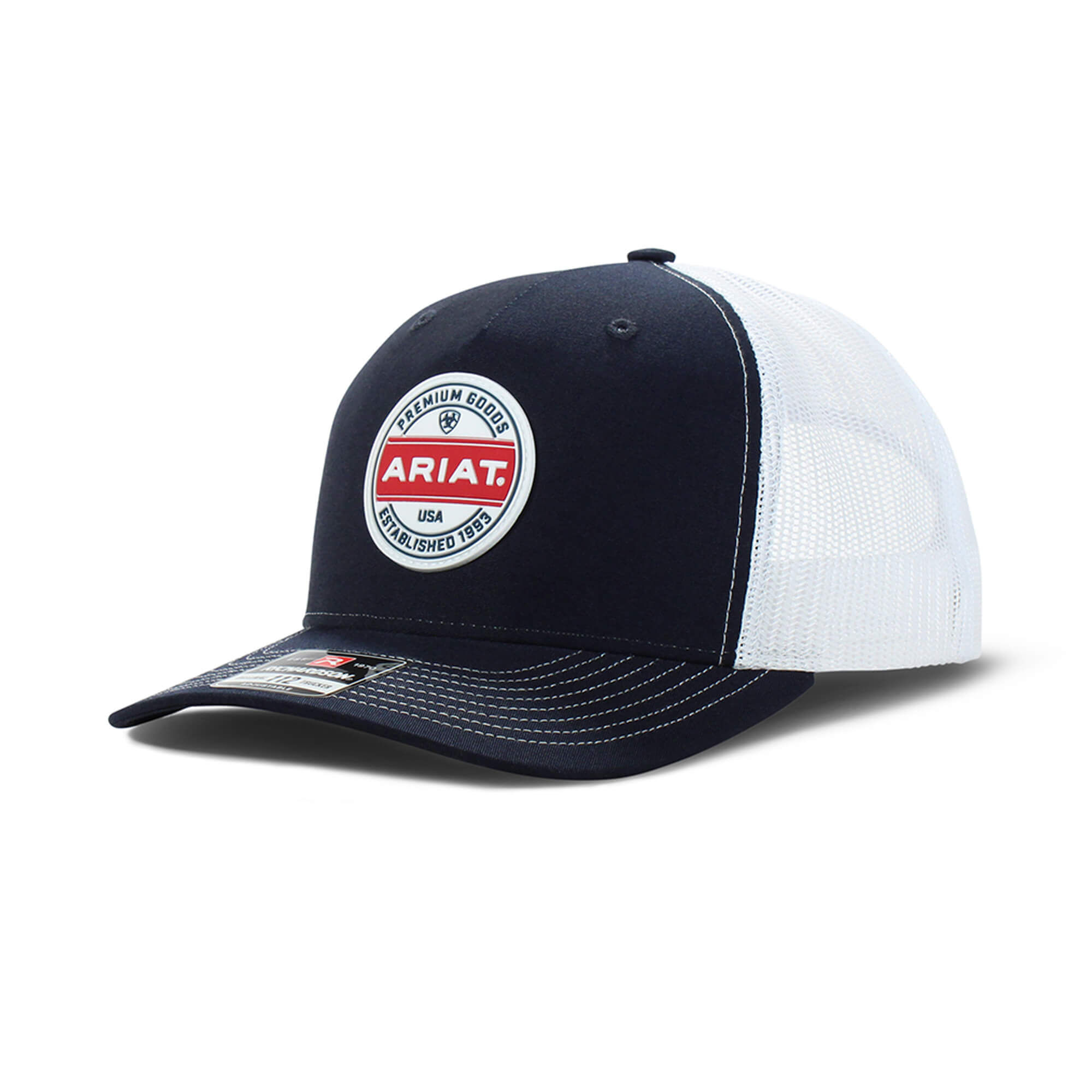 Men's Premium Goods Logo Patch Trucker Cap in Navy, Size OS, by Ariat