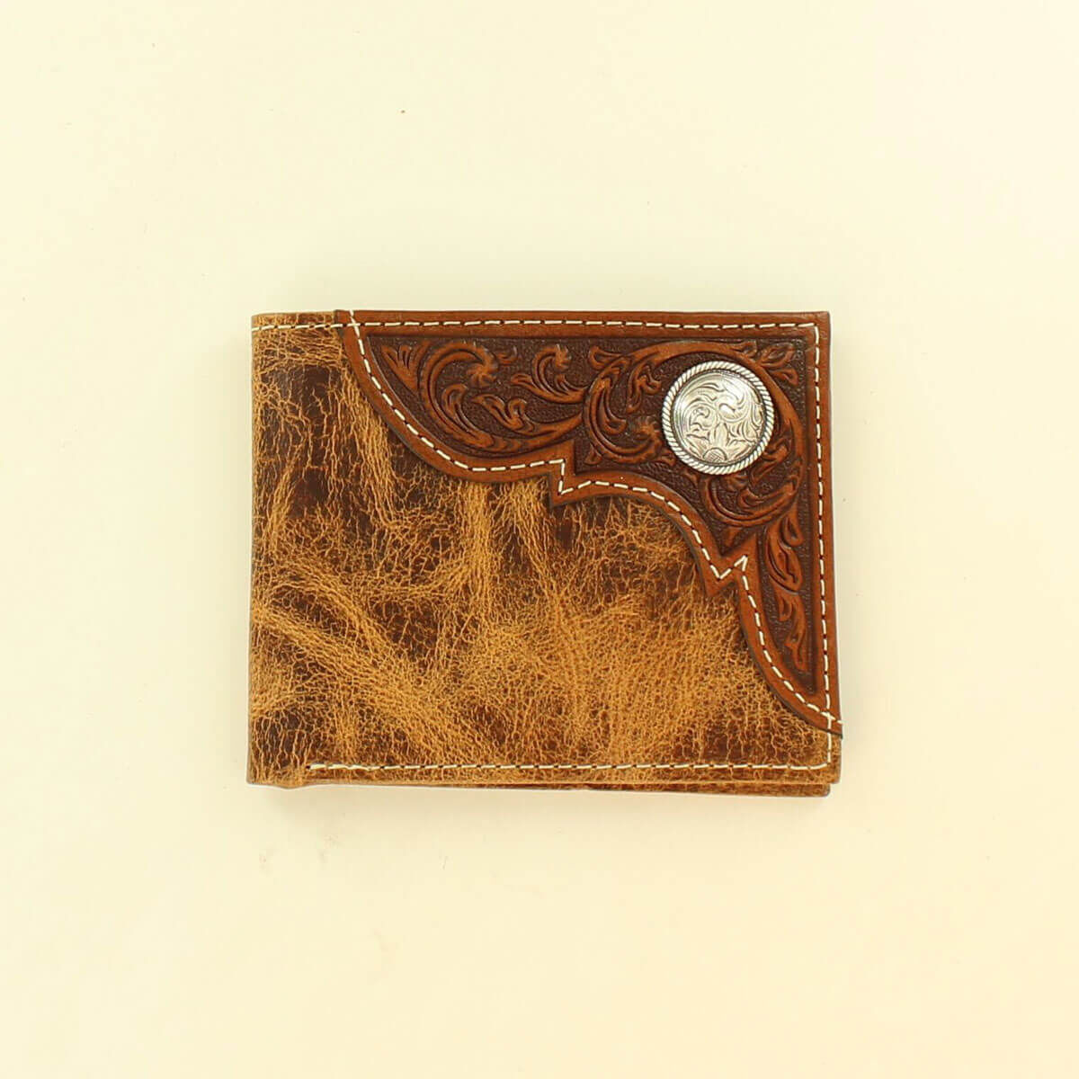 Men's Filigree Corner Bifold Wallet Bag in Brown, Size OS, by Ariat