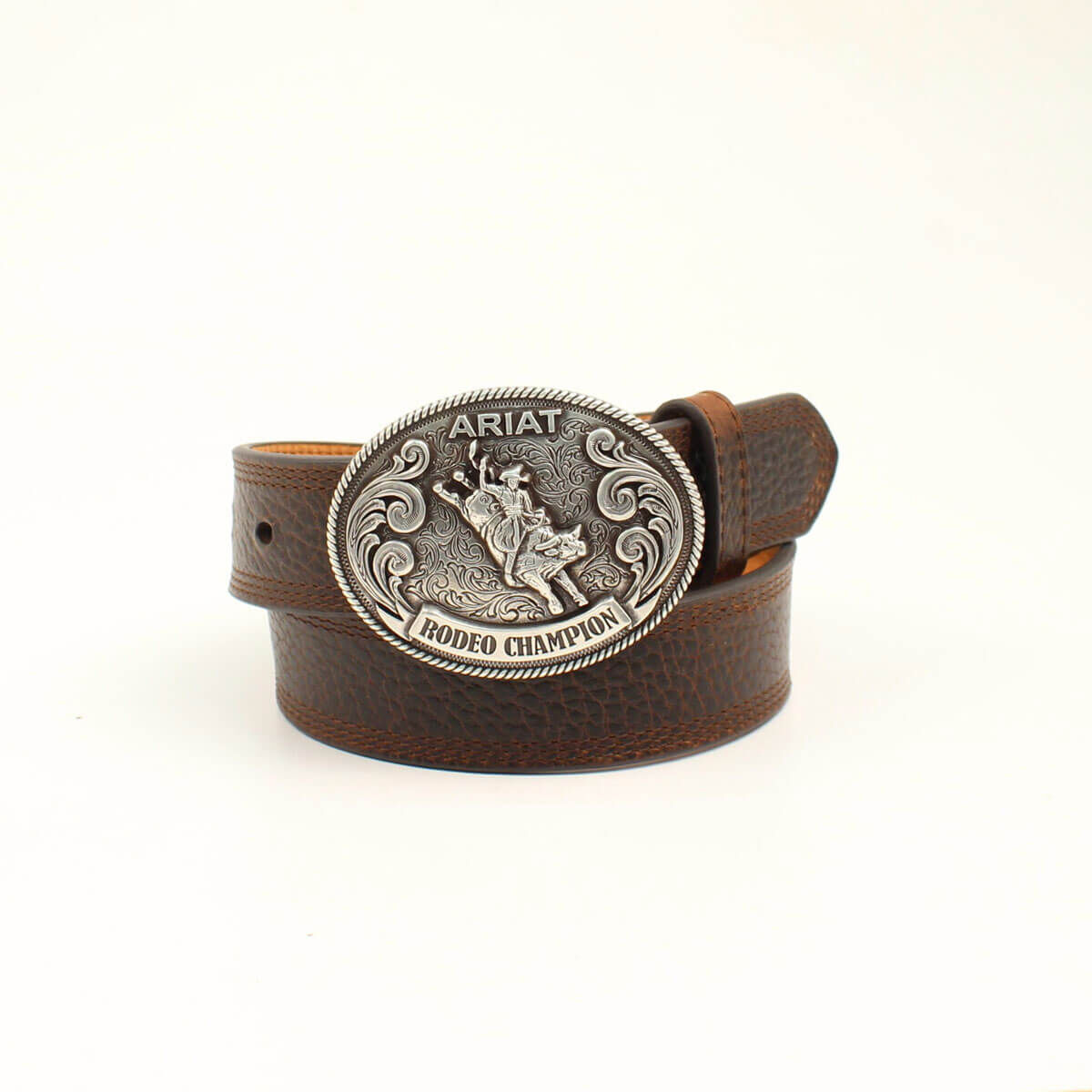 Kid's Rodeo Champ Buckle Belt in Dark Brown, Size 30, by Ariat