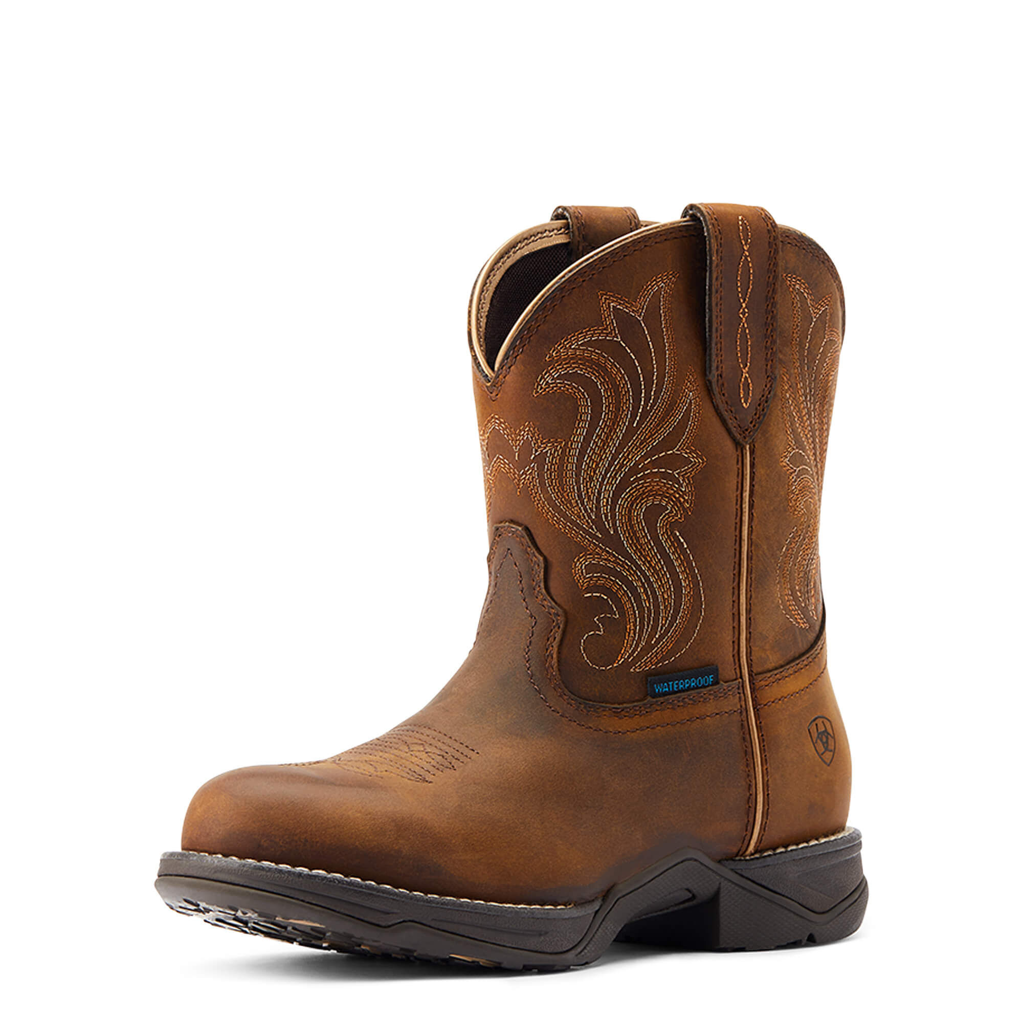 Women's Anthem Round Toe Shortie Waterproof Western Boots In Glazed Brown, B Medium Width, Size 3.5, By Ariat