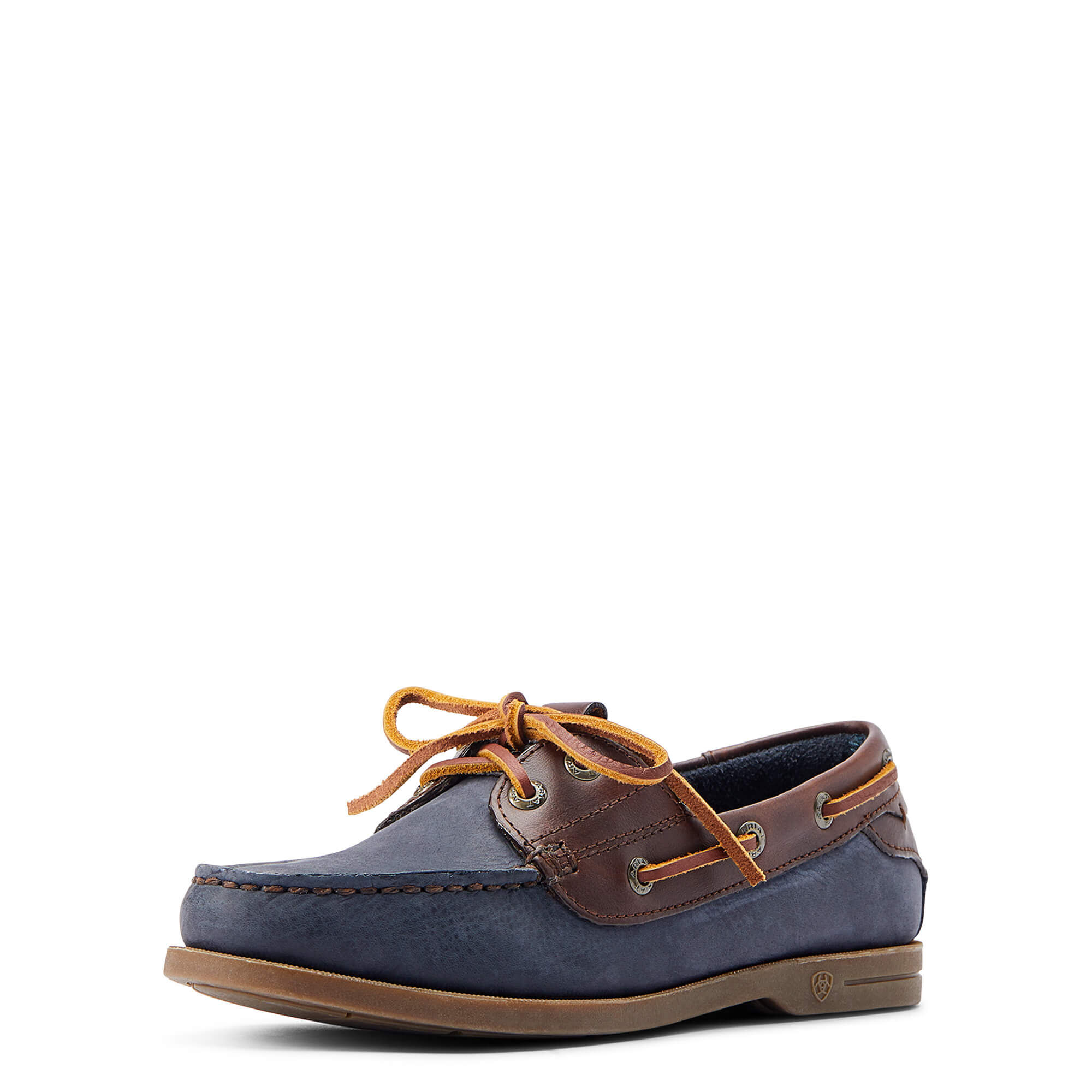 Women's Antigua Boat Shoe in Navy Chocolate, B Medium Width, Size 37, by Ariat