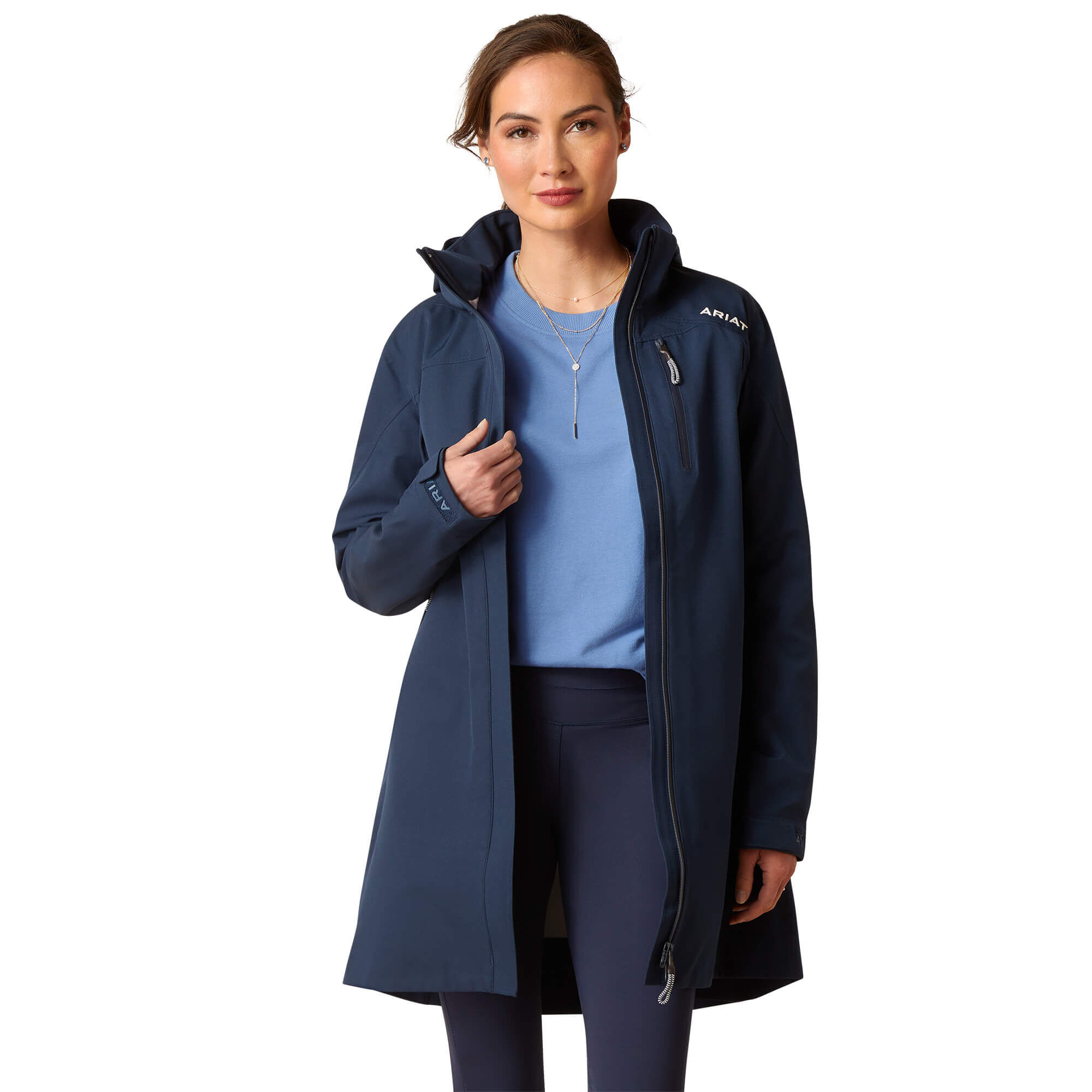 Women's Coastal Long Waterproof Parka Jacket Long Sleeve in Navy, Size X-Large, by Ariat