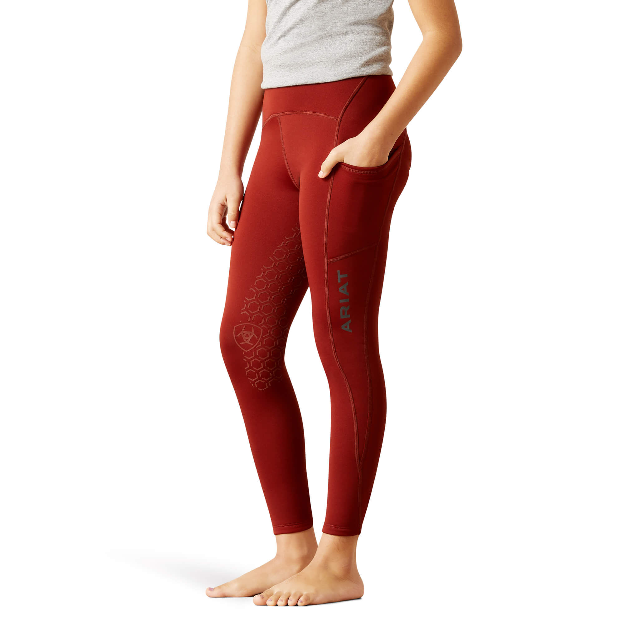 Kid's Venture Thermal Half Grip TightRiding Breech in Fired Brick, Size XXL, by Ariat