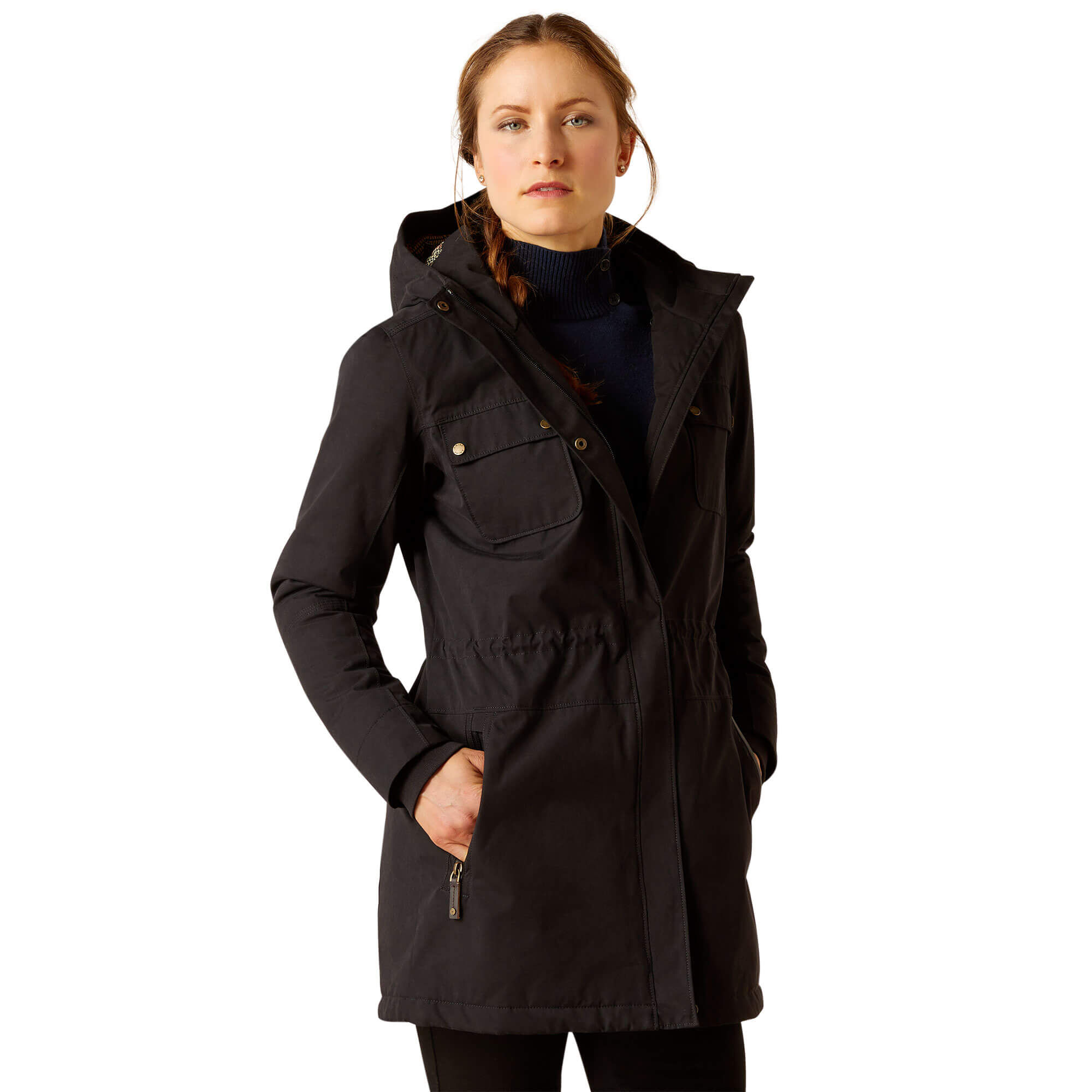 Women's Argentium Insulated Parka Jacket Long Sleeve in Black, Size Medium, by Ariat