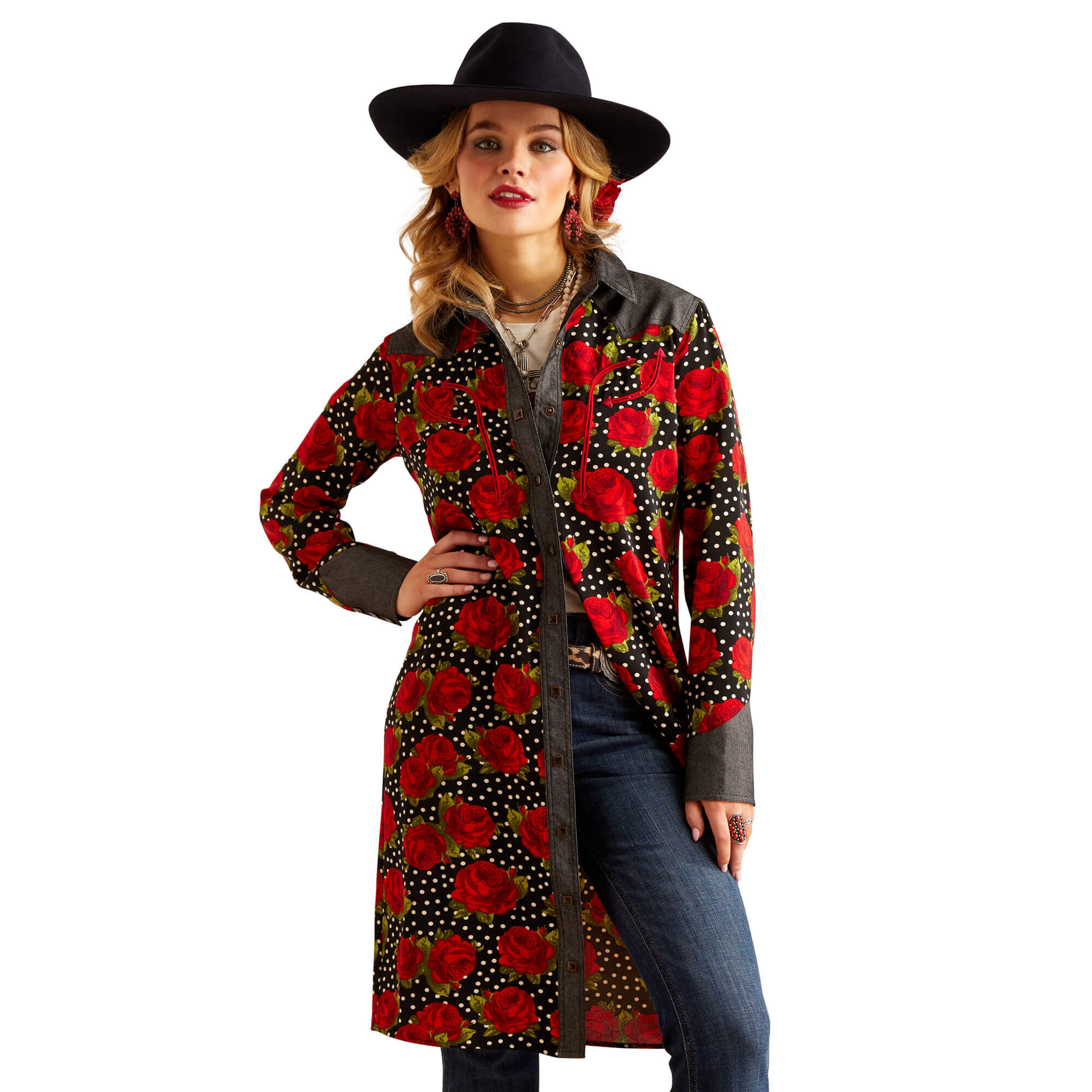 Women's Rodeo Quincy Dress Long Sleeve in Punchy Polka Dot, Size X-Small, by Ariat