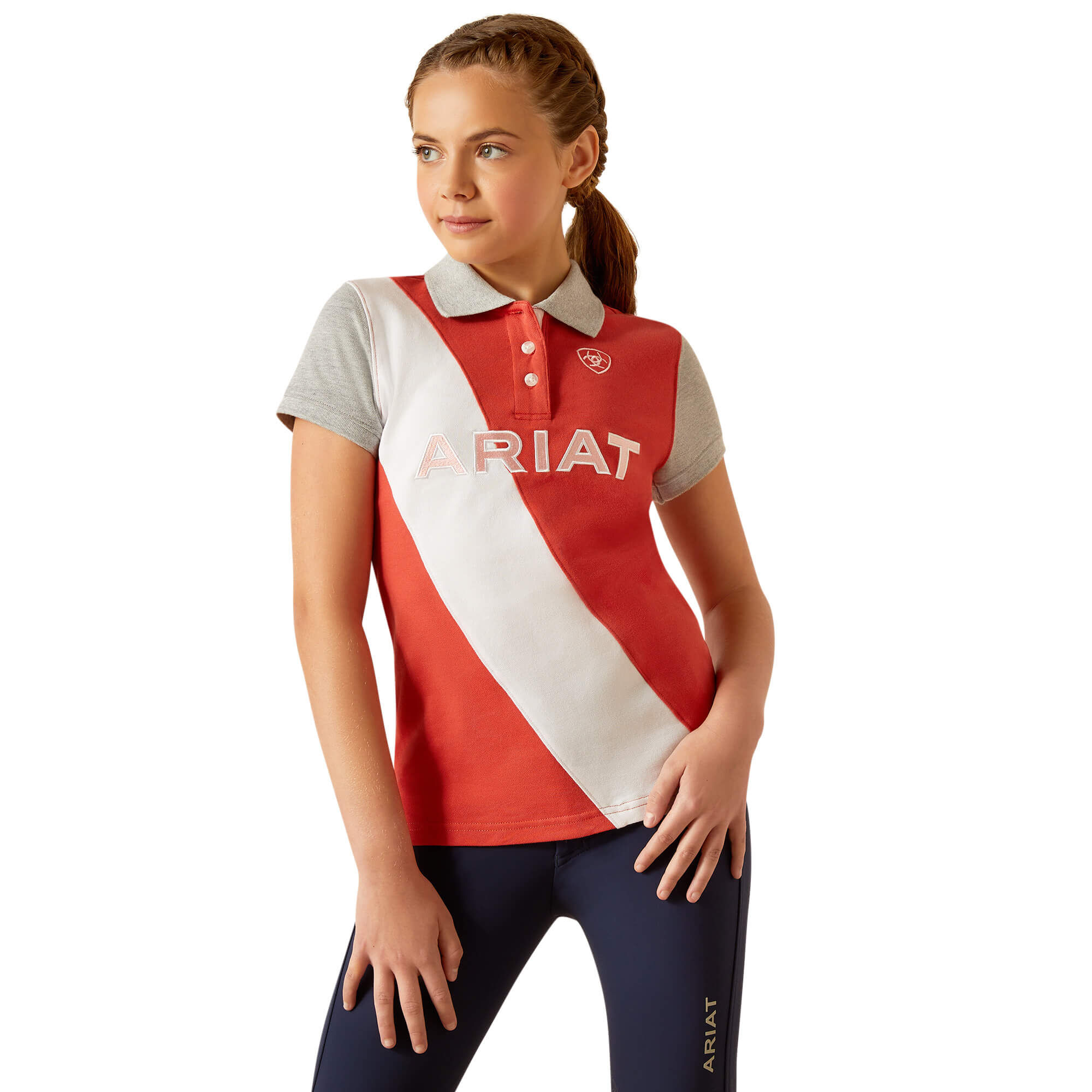 Kid's Taryn Polo Shirt Shirt in Baked Apple, Size X-Small, by Ariat