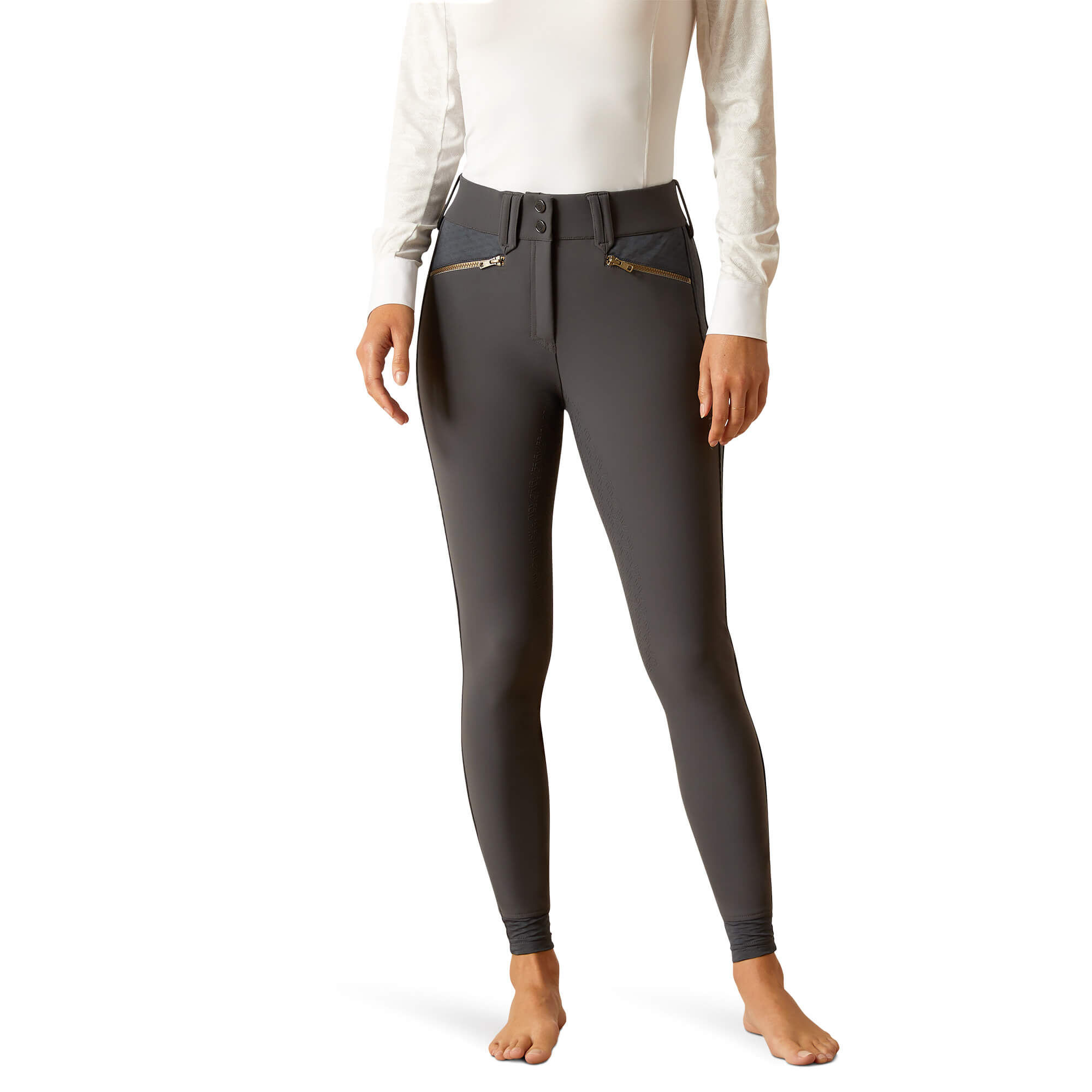 Women's Tri Factor X Bellatrix Full Seat Riding Breech in Ebony Grey, Size 42, by Ariat