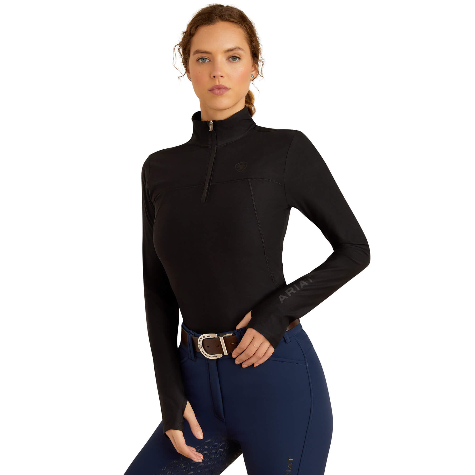 Women's Lowell 3.0 1/4 Zip Baselayer Top Long Sleeve in Black, Size Large, by Ariat