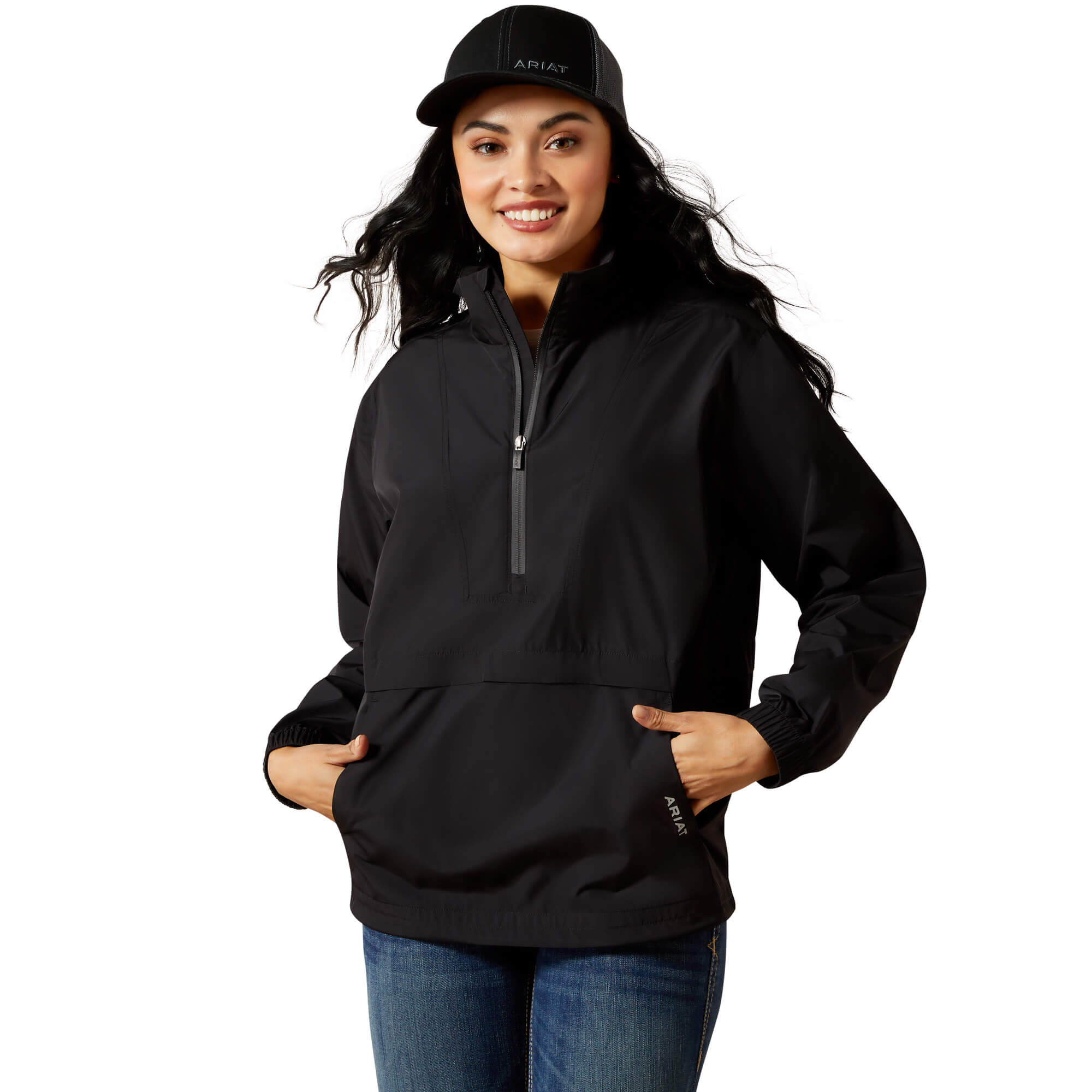 Women's Whisper Pullover Jacket Long Sleeve in Black, Size 2X-Large, by Ariat