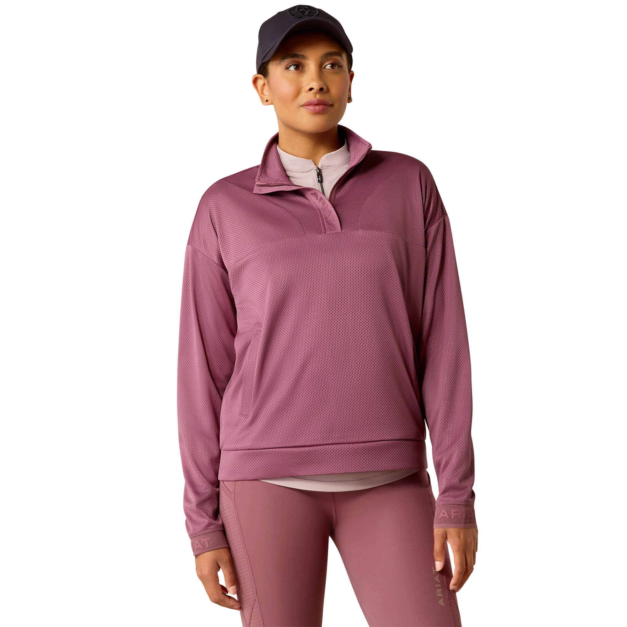 Women's Breathe 1/2 Zip Sweatshirt Long Sleeve in Tulipwood, Size Medium, by Ariat