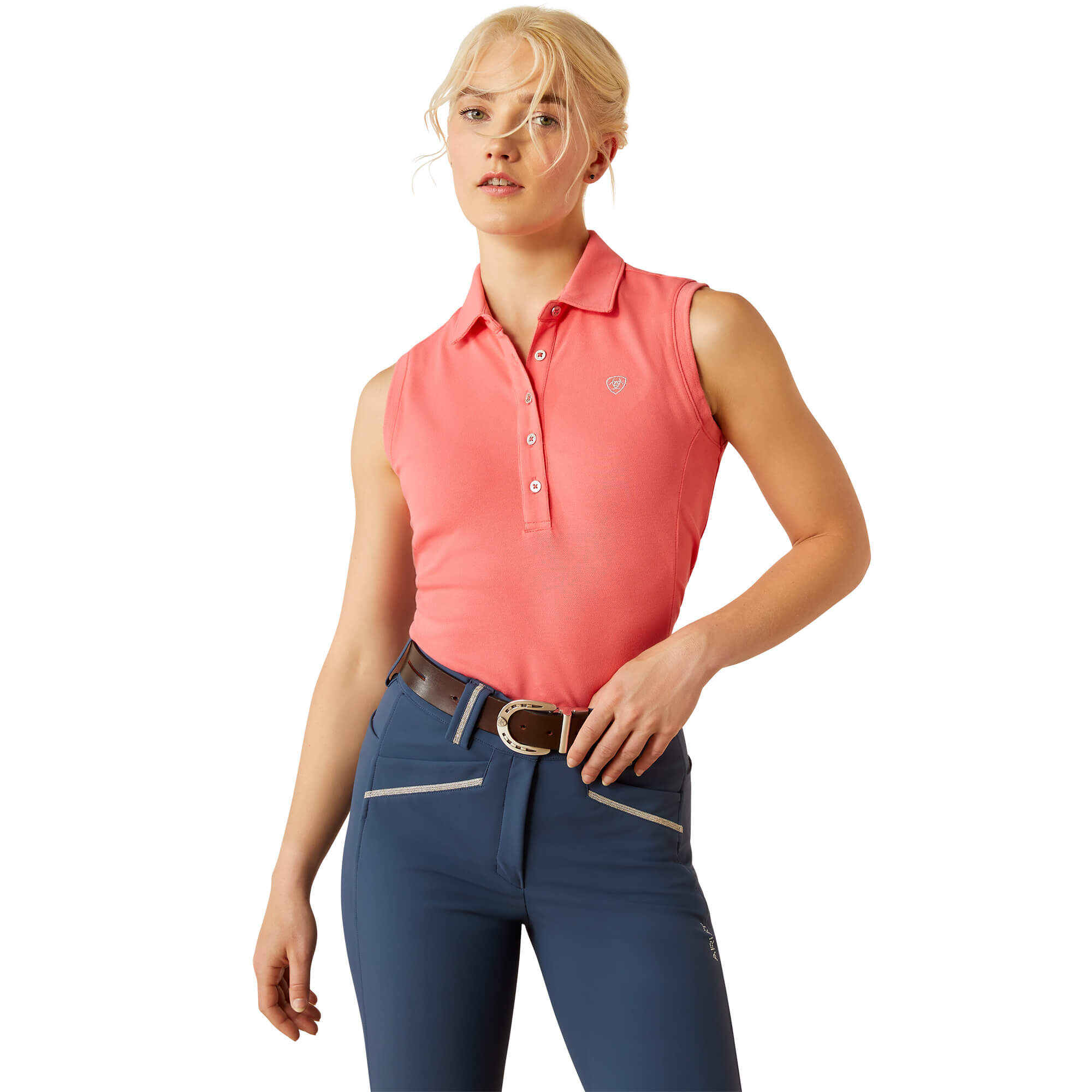Women's Prix 3.0 Sleeveless Polo Shirt Shirt in Coral Paradise, Size X-Small, by Ariat